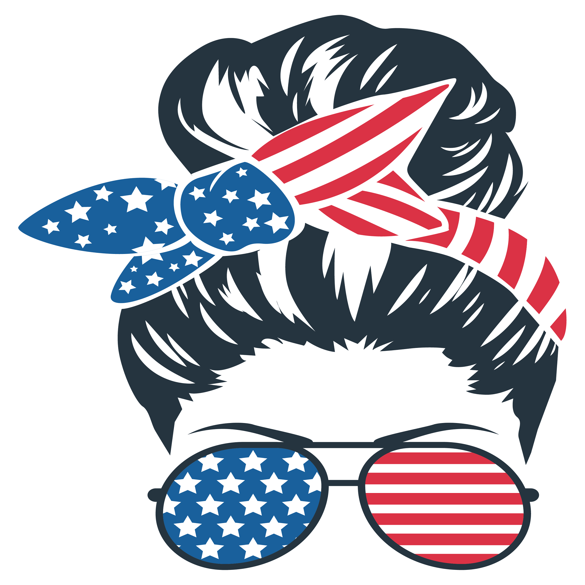 Inspirational Quote "Messy bun Hairstyle USA Flag Glasses" Motivational Sticker Vinyl Decal Motivation Stickers- 5" Vinyl Sticker Waterproof
