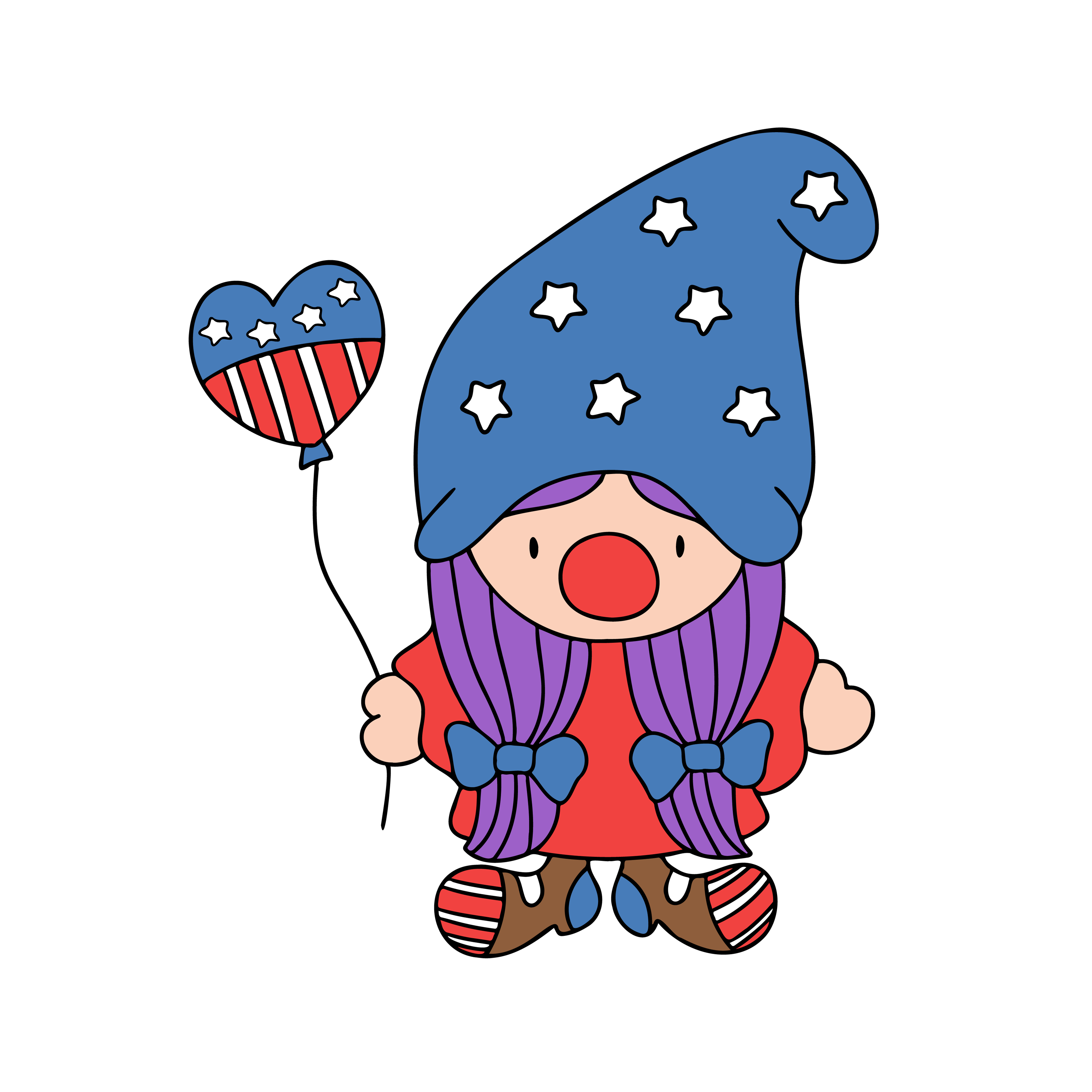 Inspirational Quote "Cute Patriotic Girl with Heart Shape Balloon, Sticker" Motivational Sticker Vinyl Decal Motivation Stickers- 5" Vinyl Sticker Waterproof