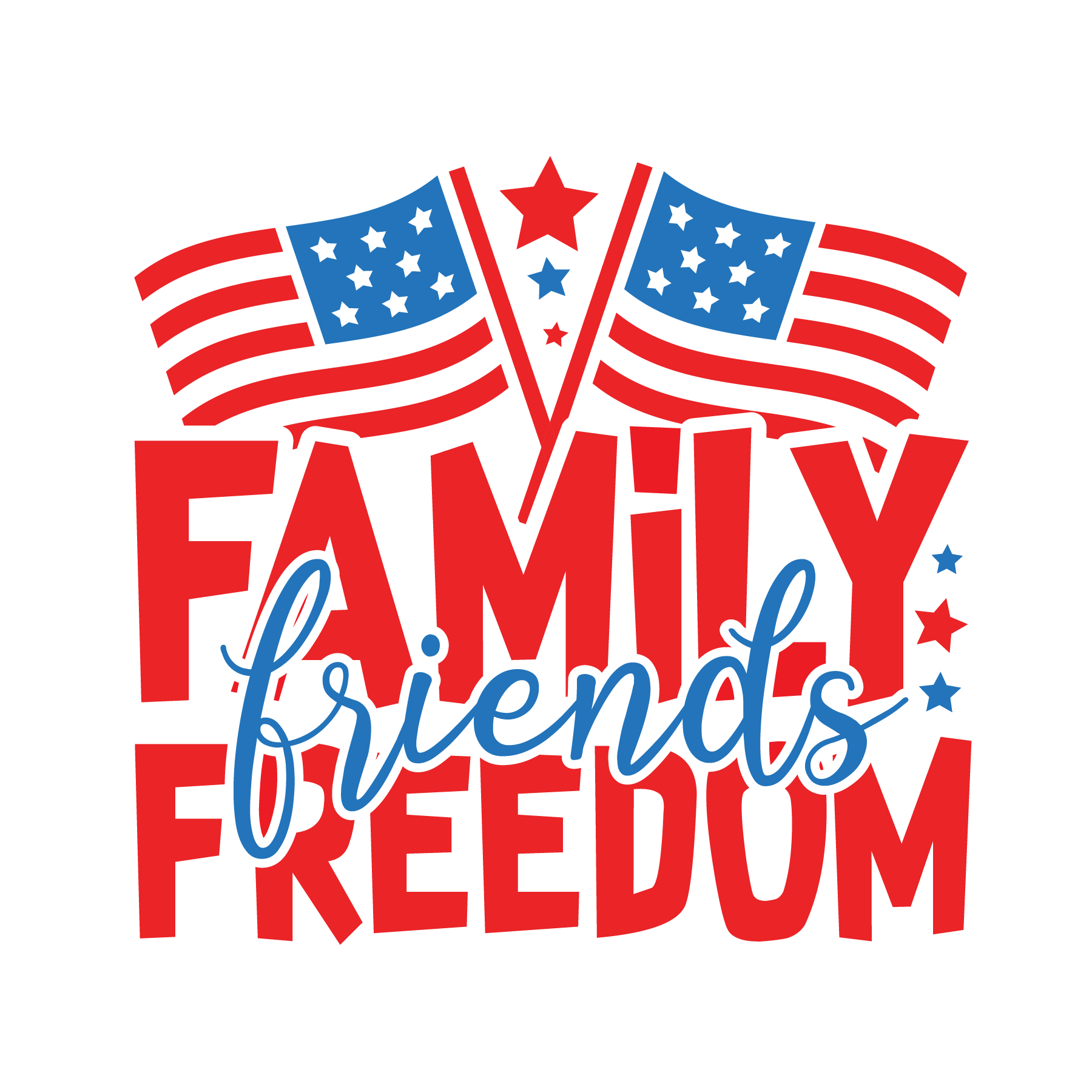 Inspirational Quote "Family Friends Freedom, 4th July Sticker" Motivational Sticker Vinyl Decal Motivation Stickers- 5" Vinyl Sticker Waterproof