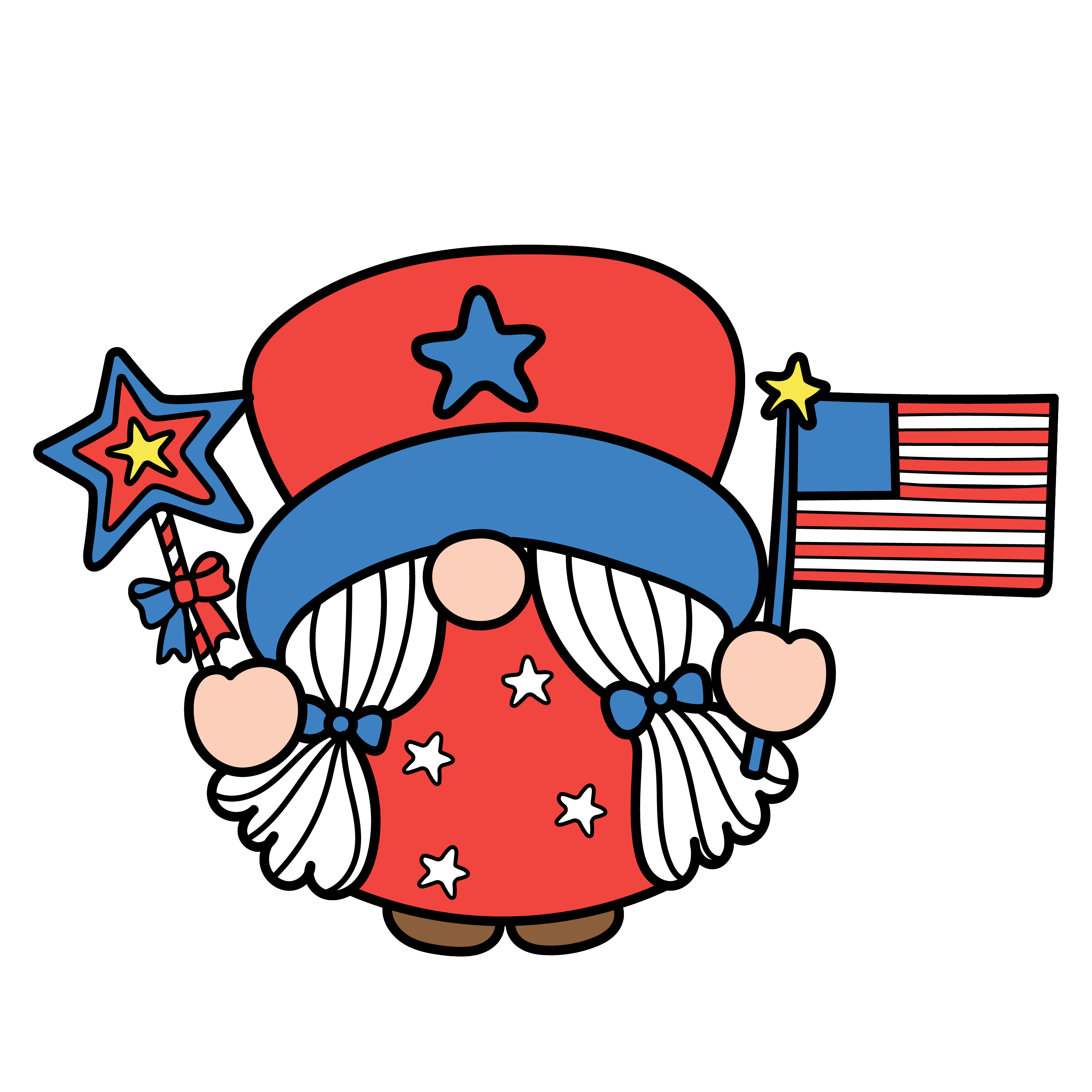 Inspirational Quote "Cute America USA Gnome with Flag and Star" Motivational Sticker Vinyl Decal Motivation Stickers- 5" Vinyl Sticker Waterproof