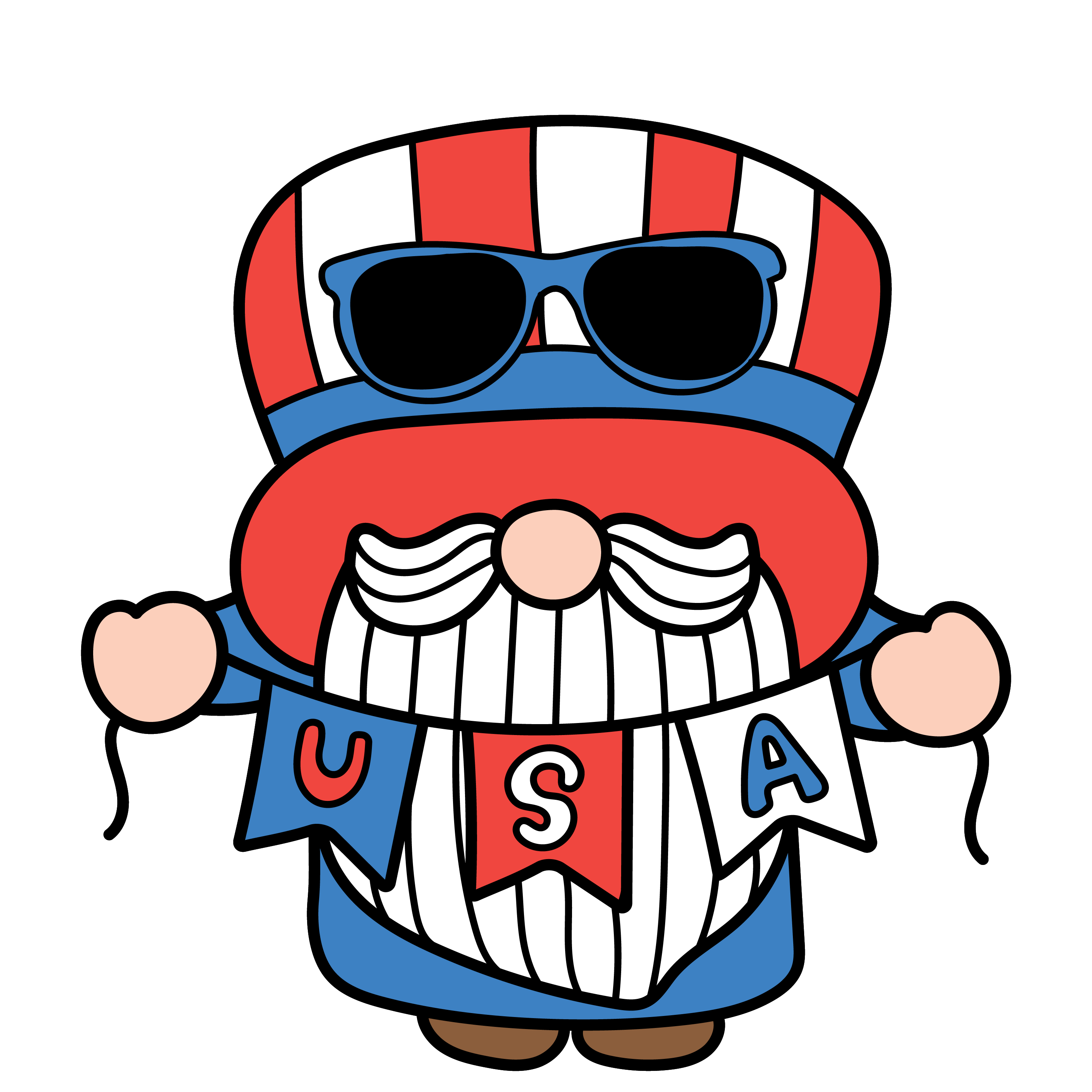 Inspirational Quote "Gnome with USA Party Banner" Motivational Sticker Vinyl Decal Motivation Stickers- 5" Vinyl Sticker Waterproof