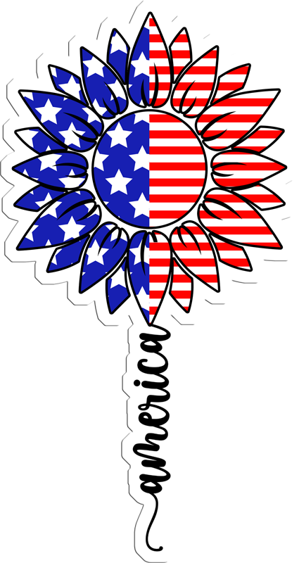 Inspirational Quote "America Sunflower, Sticker" Motivational Sticker Vinyl Decal Motivation Stickers- 5" Vinyl Sticker Waterproof