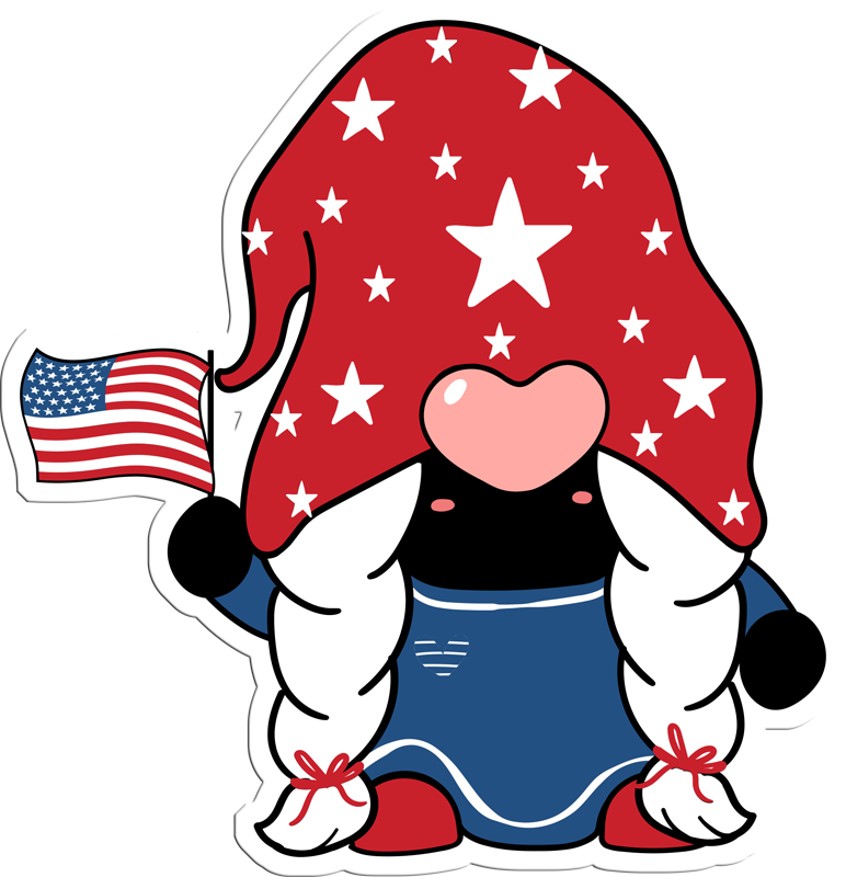 Inspirational Quote "Cute America USA Gnome with Flag" Motivational Sticker Vinyl Decal Motivation Stickers- 5" Vinyl Sticker Waterproof