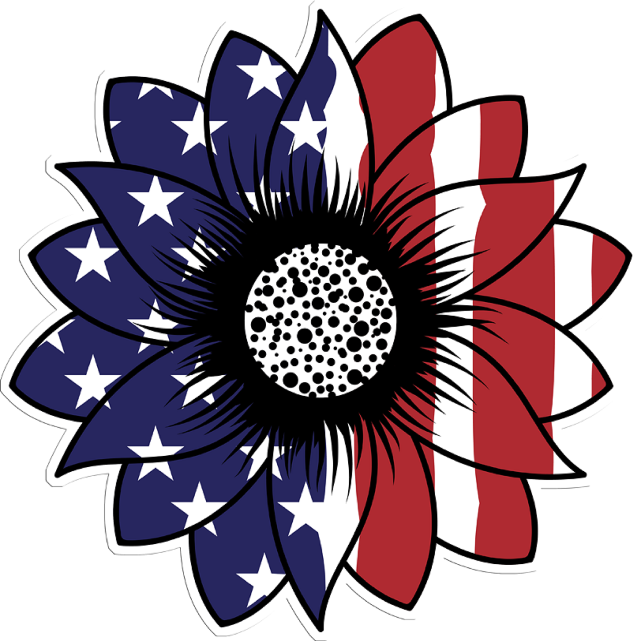 Inspirational Quote "American Flag Sunflower" Motivational Sticker Vinyl Decal Motivation Stickers- 5" Vinyl Sticker Waterproof
