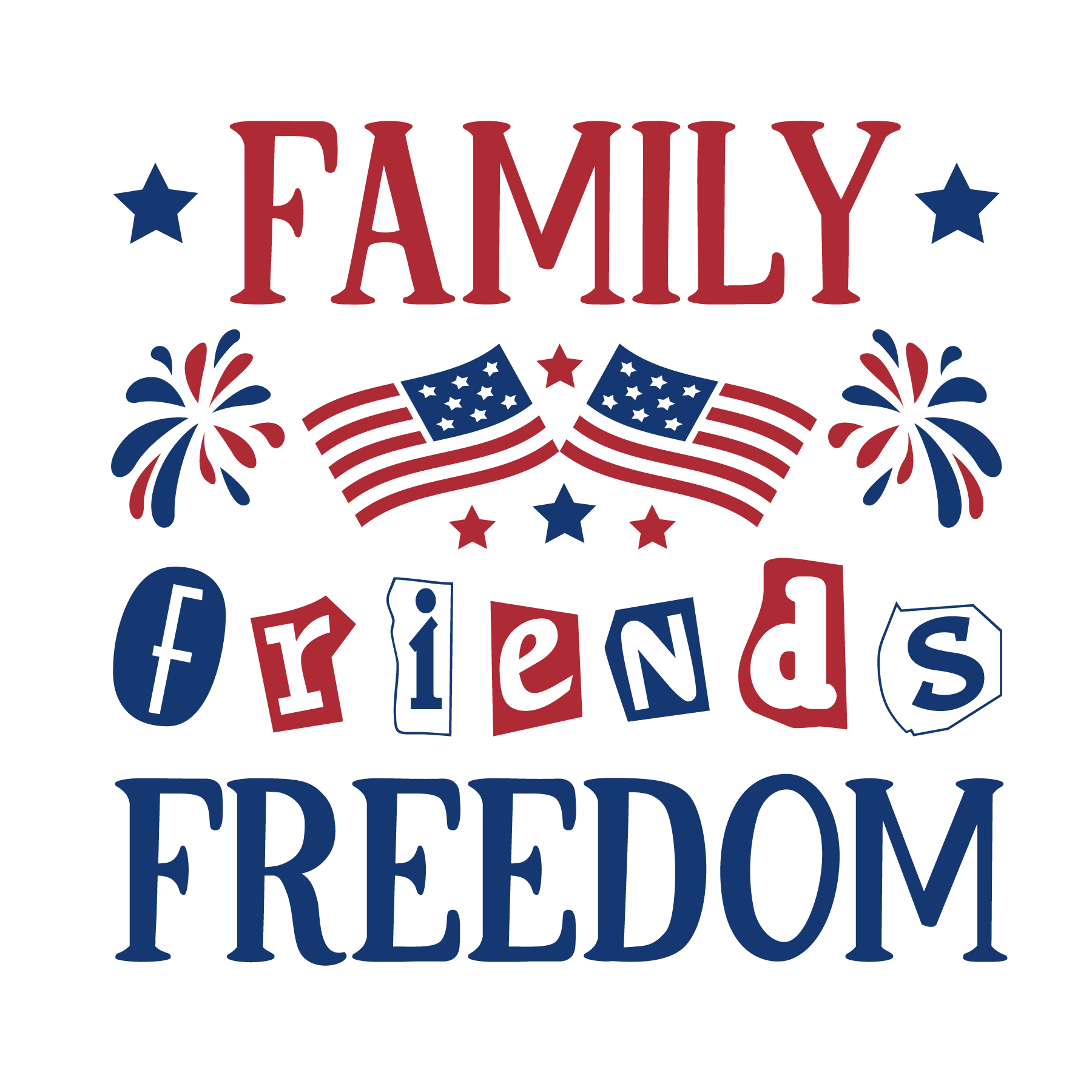 Inspirational Quote "Family Friends Freedom, Sticker" Motivational Sticker Vinyl Decal Motivation Stickers- 5" Vinyl Sticker Waterproof
