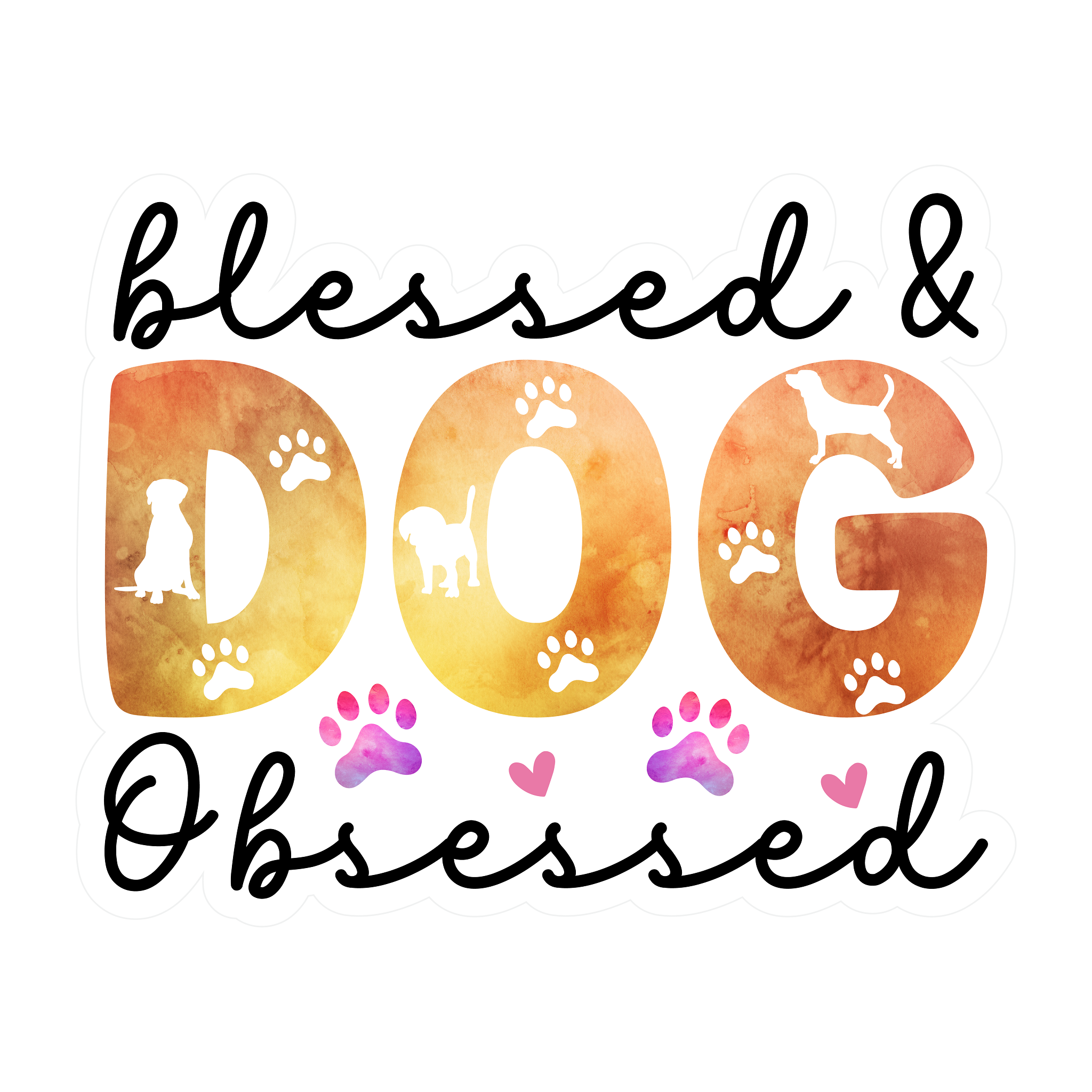 Inspirational Quote "Blessed & Dog Obsessed" Motivational Sticker Vinyl Decal Motivation Stickers- 5" Vinyl Sticker Waterproof