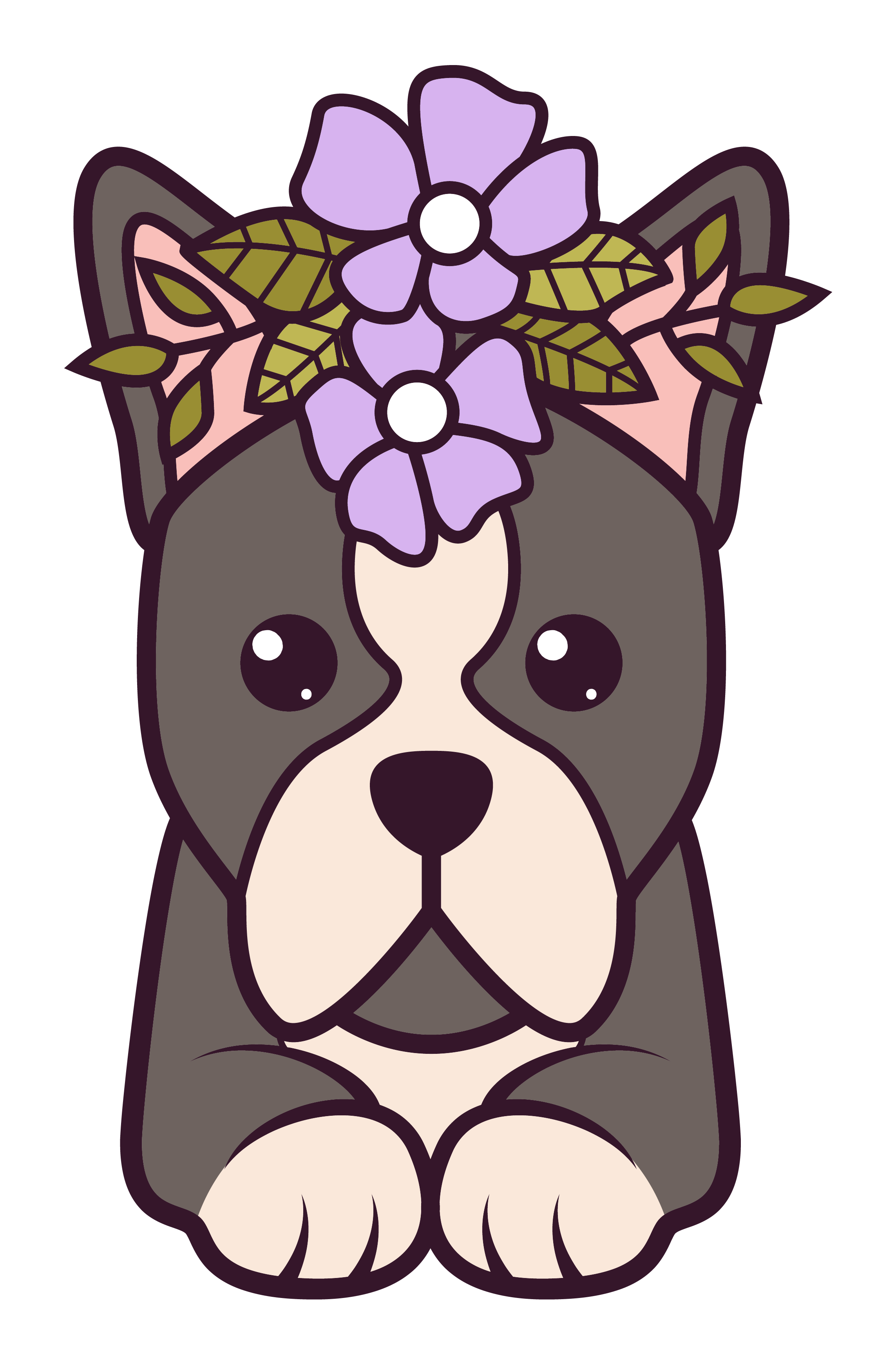 Inspirational Quote "Cute Dog with Purple Flower" Motivational Sticker Vinyl Decal Motivation Stickers- 5" Vinyl Sticker Waterproof