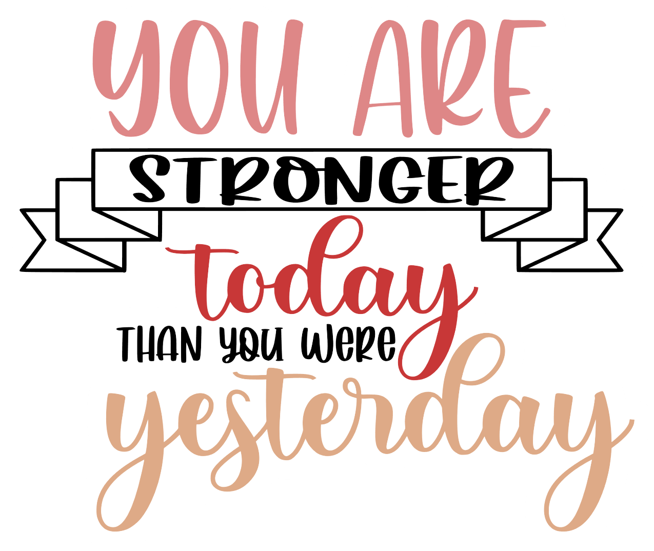 Inspirational Quote You Are Stronger Today Than You Were Yesterday Motivational Sticker Vinyl Decal Motivation Stickers- 5" Vinyl Sticker Waterproof