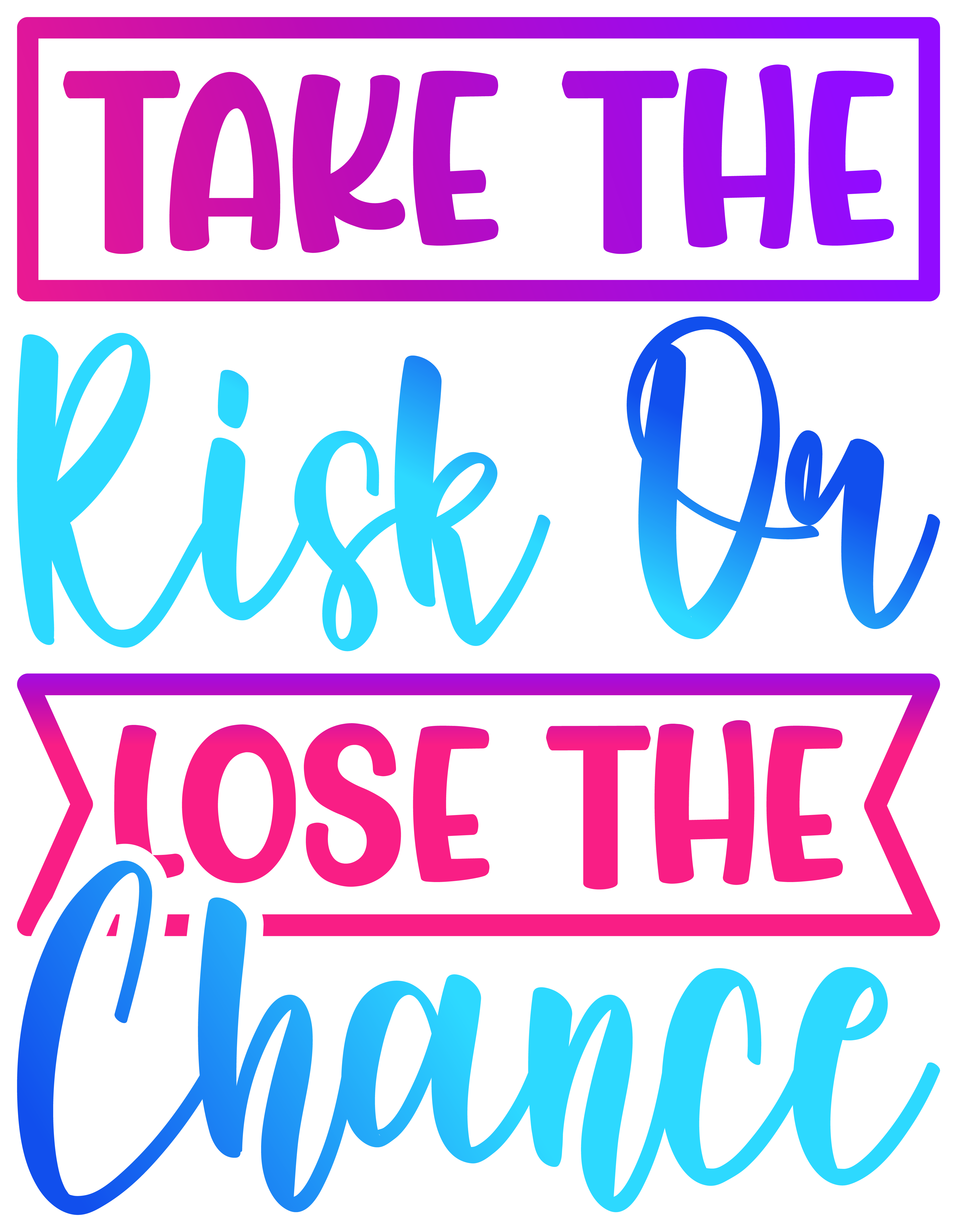 Inspirational Quote Take The Risk On Lose The Chance Motivational Sticker Vinyl Decal Motivation Stickers- 5" Vinyl Sticker Waterproof