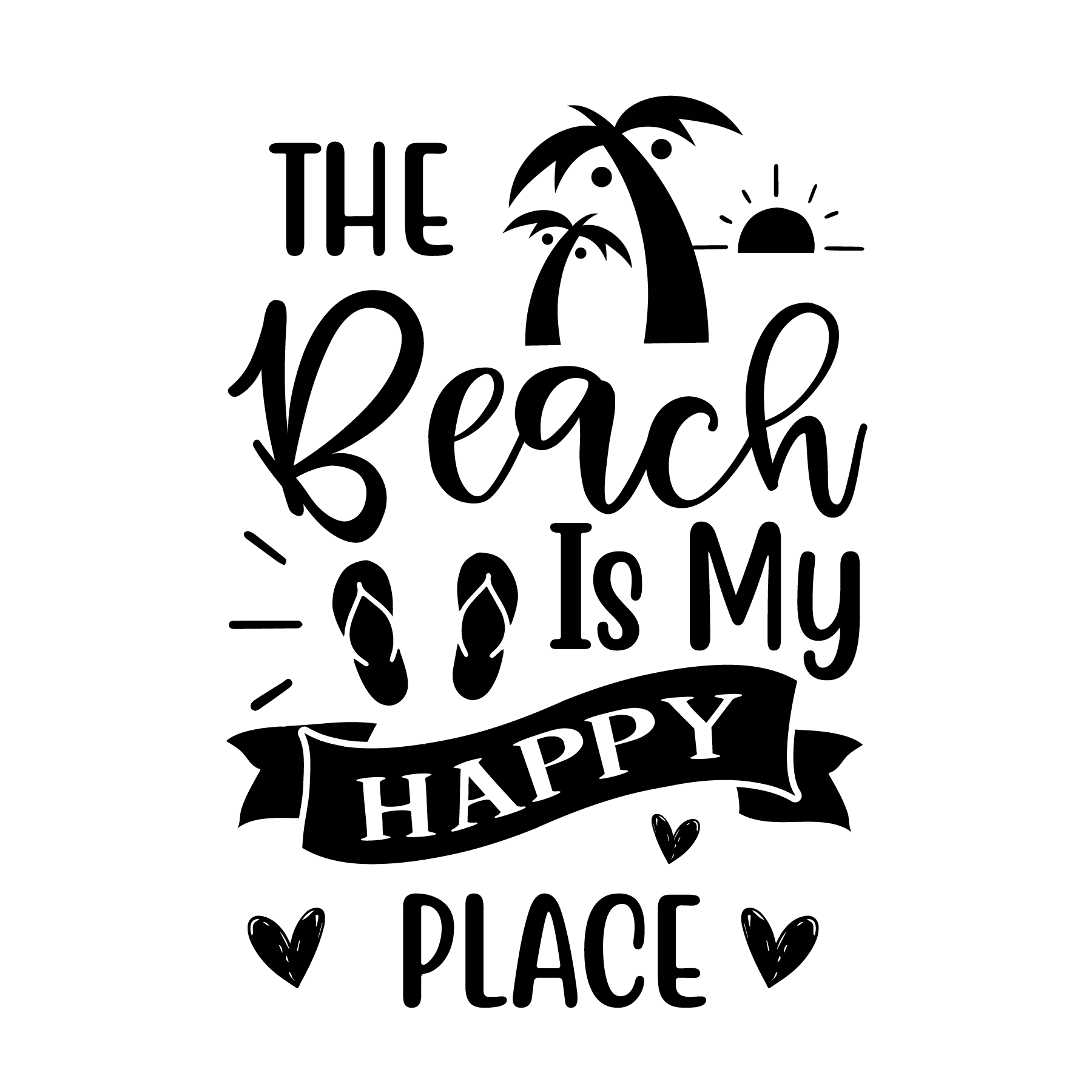 Inspirational Quote "The Beach Is My Happy Place" Motivational Sticker Vinyl Decal Motivation Stickers- 5" Vinyl Sticker Waterproof