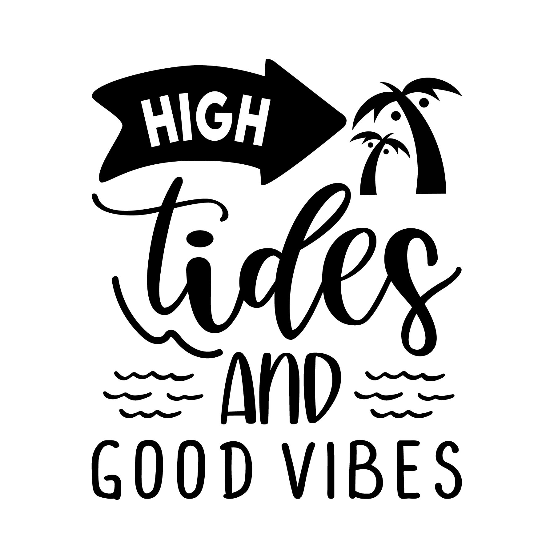 Inspirational Quote "High Tides And Good Vibes" Motivational Sticker Vinyl Decal Motivation Stickers- 5" Vinyl Sticker Waterproof