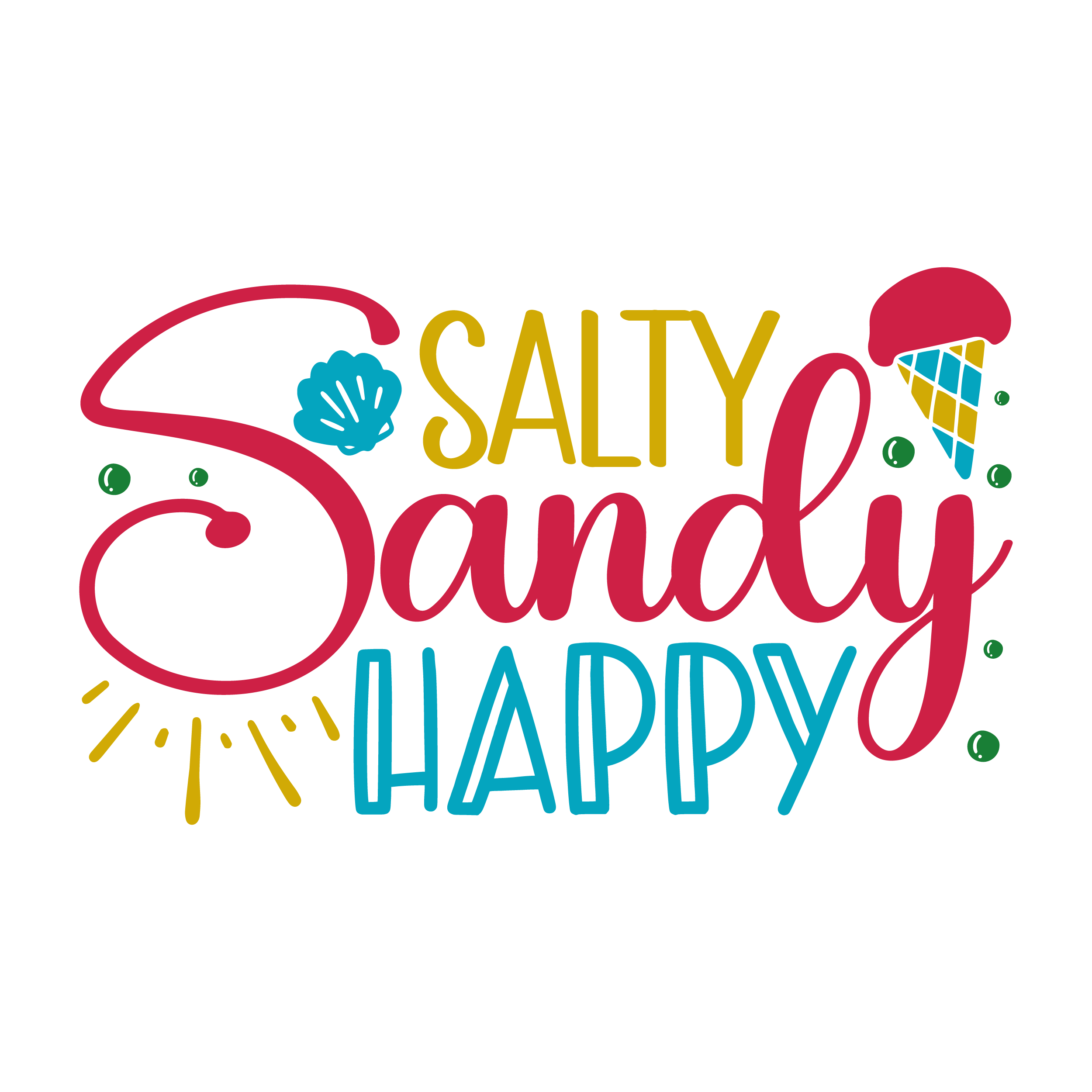 Inspirational Quote "Salty Sandy Happy" Motivational Sticker Vinyl Decal Motivation Stickers- 5" Vinyl Sticker Waterproof