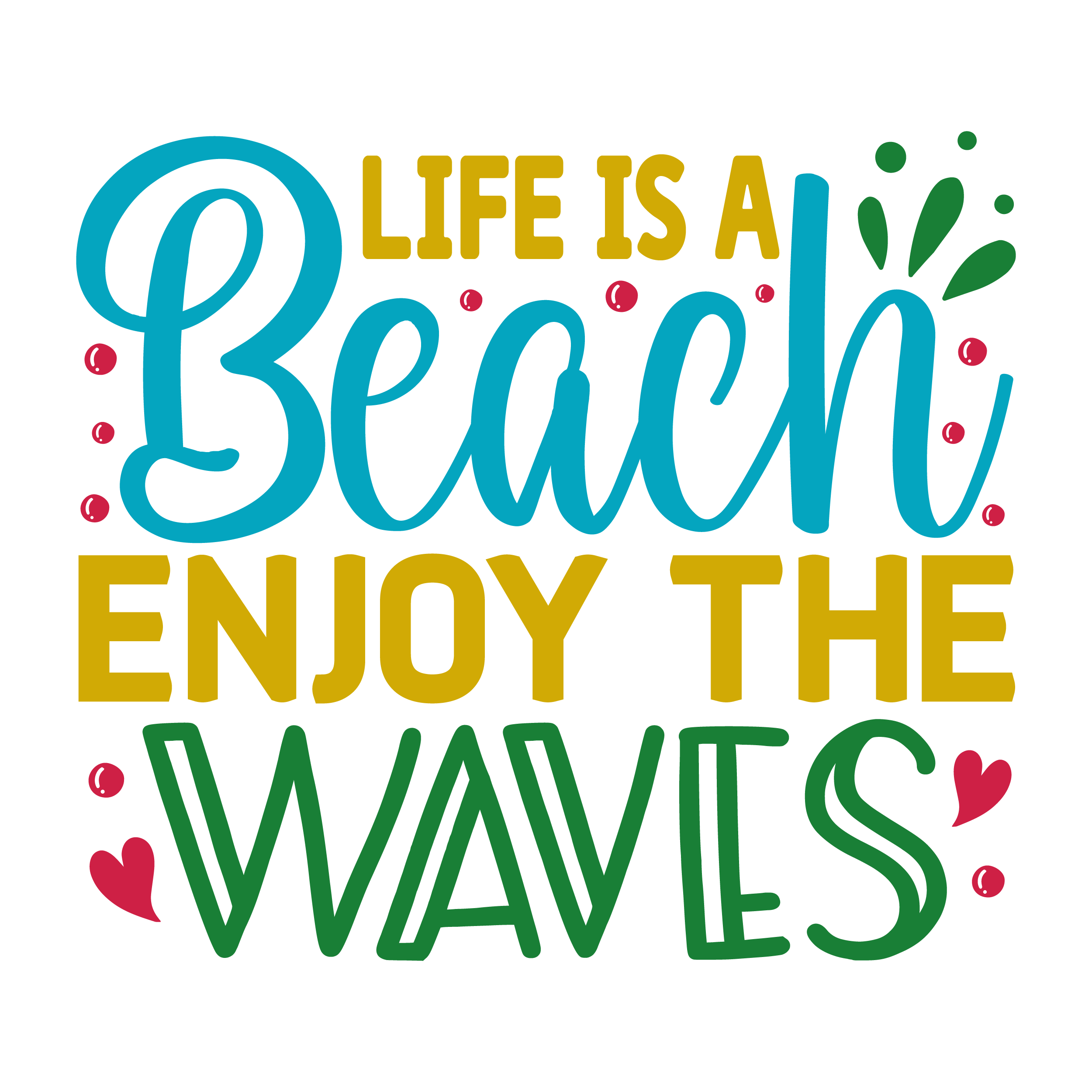 Inspirational Quote "Life is a Beach Enjoy The Waves" Motivational Sticker Vinyl Decal Motivation Stickers- 5" Vinyl Sticker Waterproof