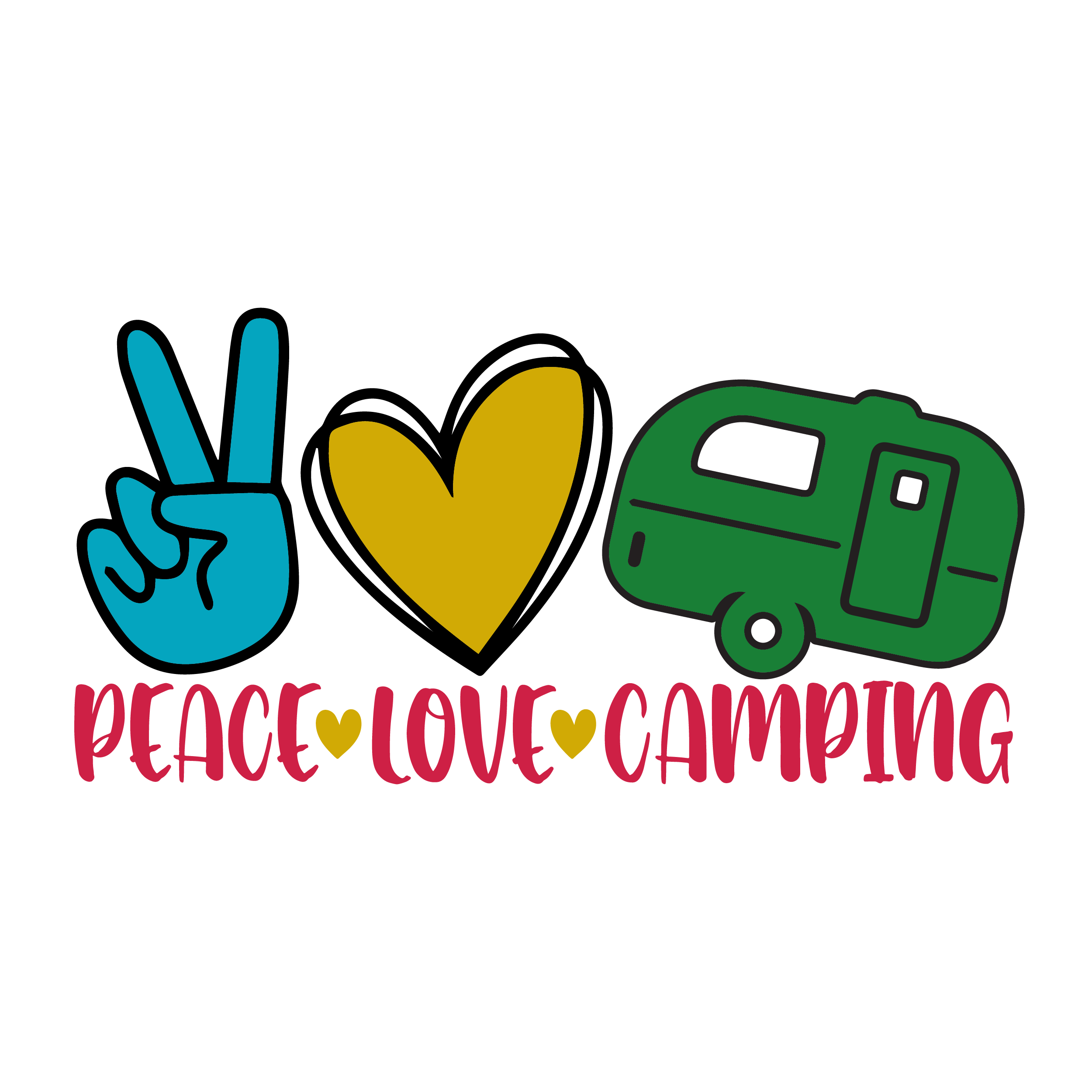 Inspirational Quote "Peace Love Camping" Motivational Sticker Vinyl Decal Motivation Stickers- 5" Vinyl Sticker Waterproof