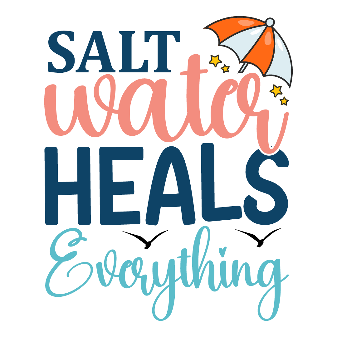 Inspirational Quote "Salt Water Heals Everything" Motivational Sticker Vinyl Decal Motivation Stickers- 5" Vinyl Sticker Waterproof