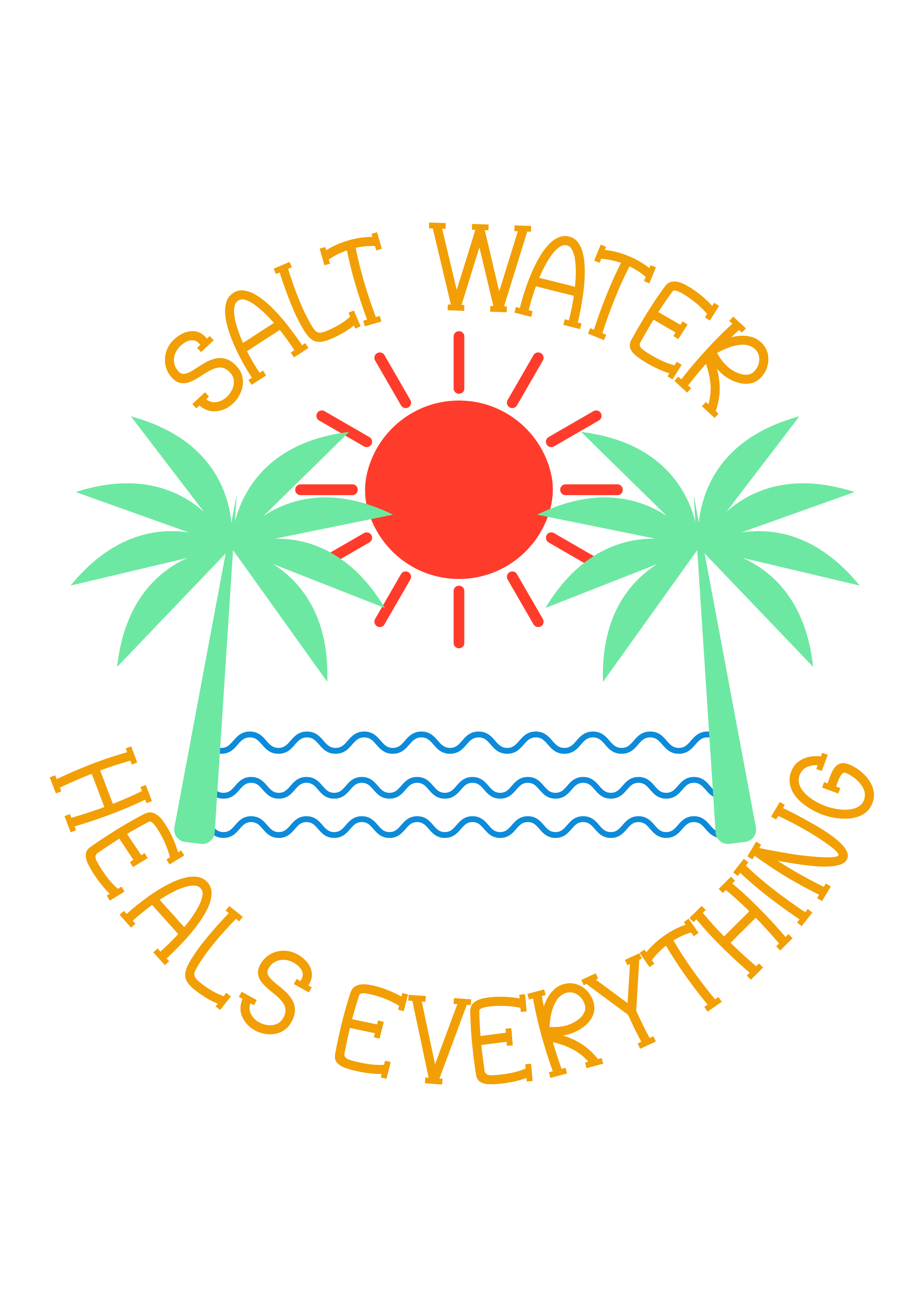 Inspirational Quote "Saly Water Heals Everything" Motivational Sticker Vinyl Decal Motivation Stickers- 5" Vinyl Sticker Waterproof