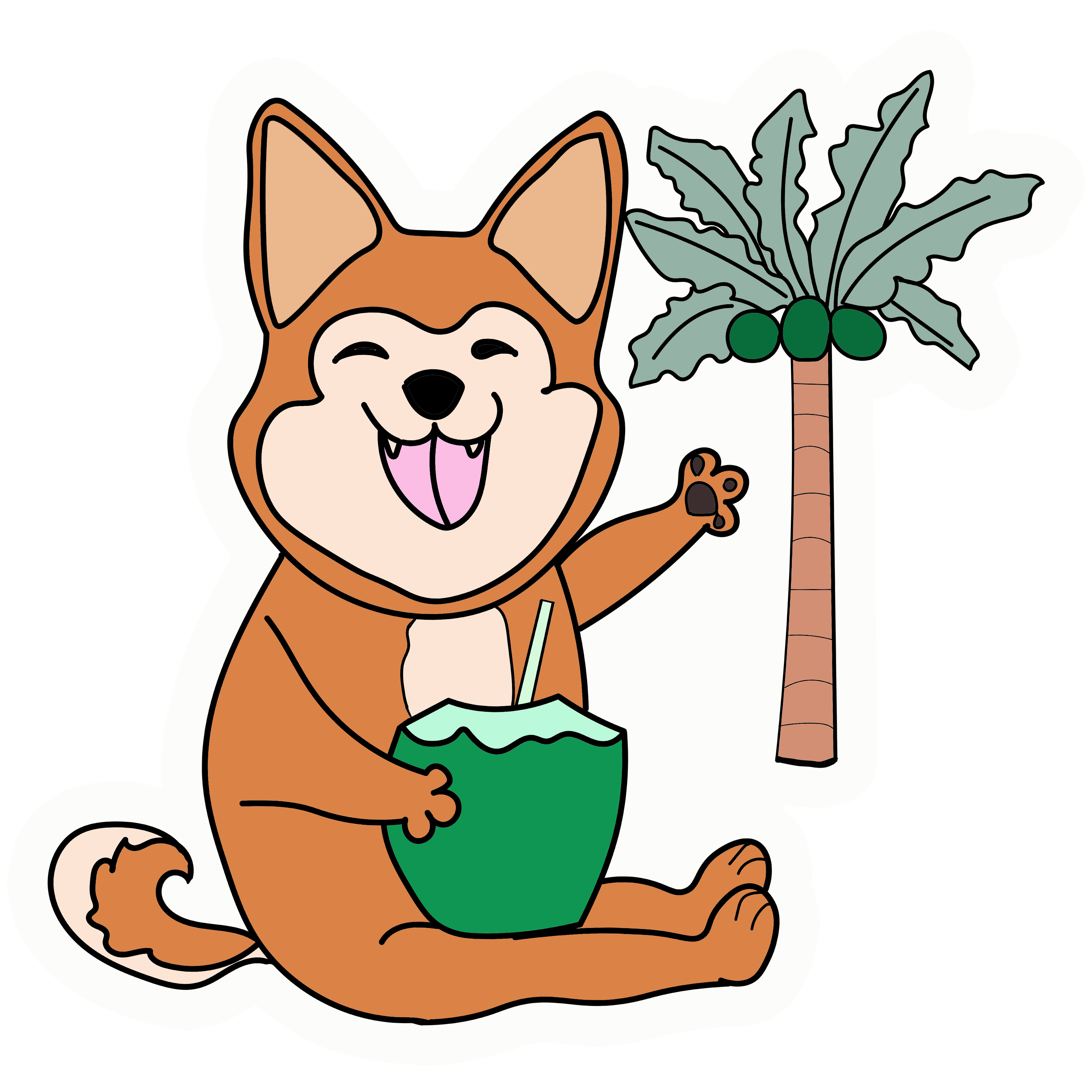 Inspirational Quote "Dog With Coconut Tree" Motivational Sticker Vinyl Decal Motivation Stickers- 5" Vinyl Sticker Waterproof