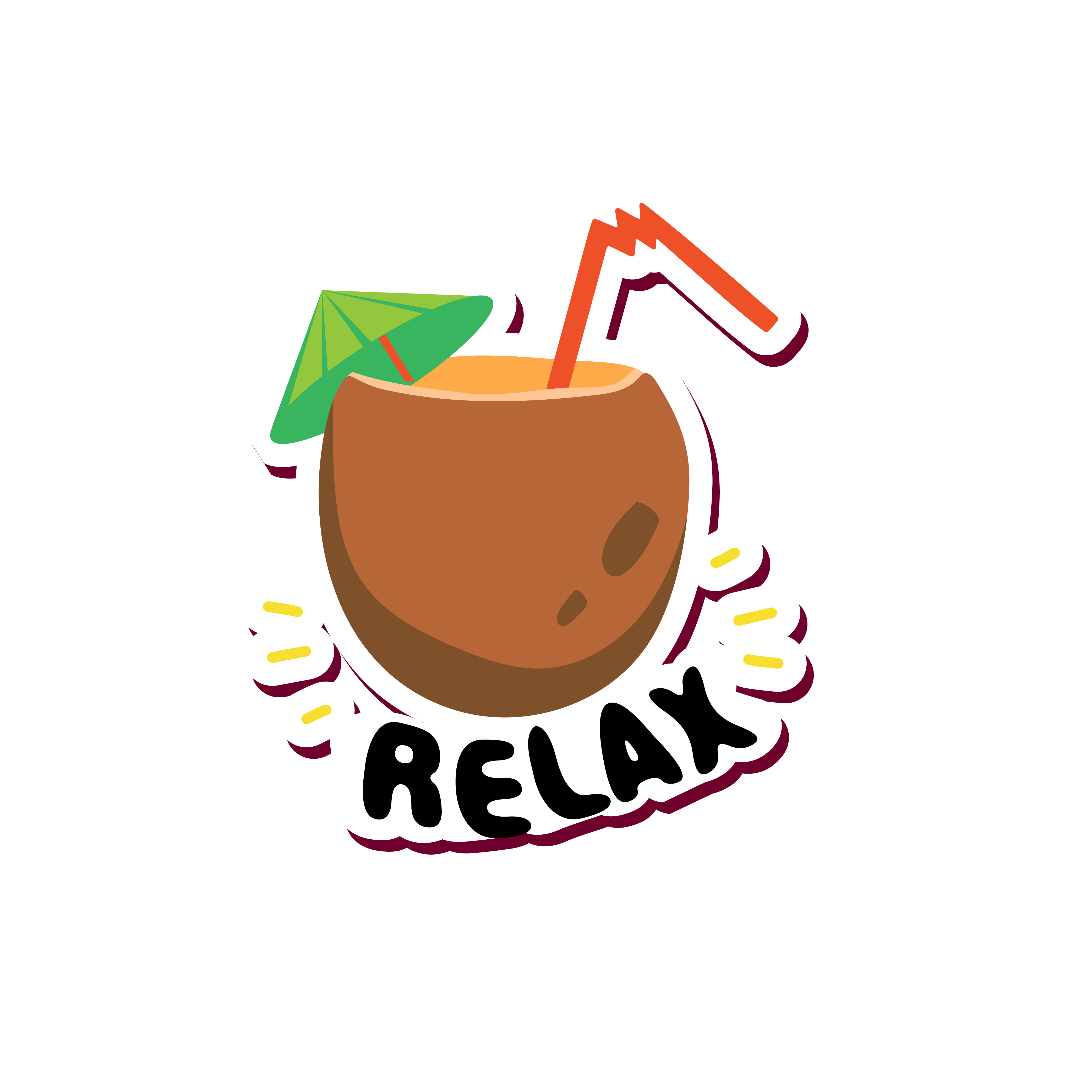 Inspirational Quote "Relax Coconut Drink Sticker" Motivational Sticker Vinyl Decal Motivation Stickers- 5" Vinyl Sticker Waterproof