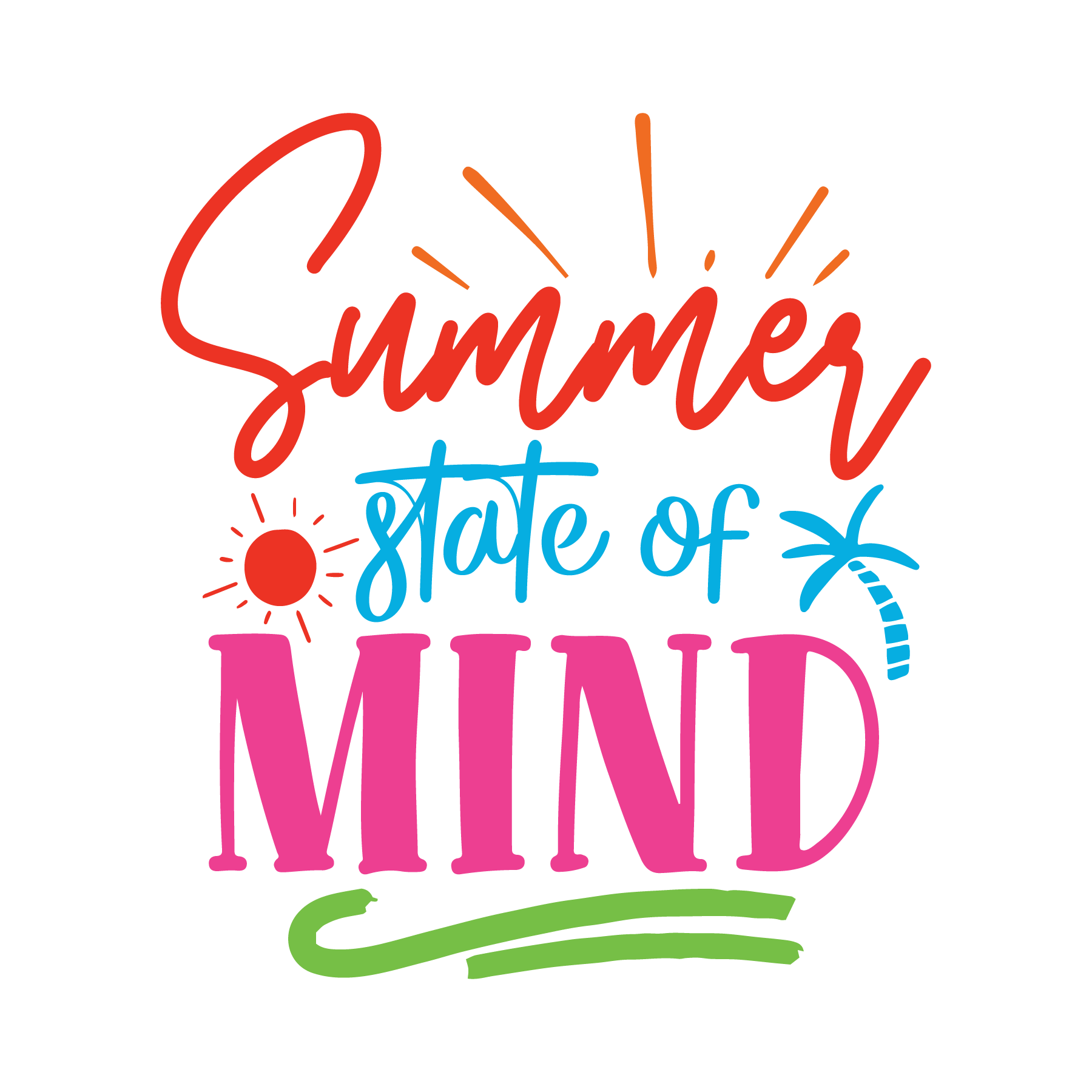 Inspirational Quote "Summer State of Mind" Motivational Sticker Vinyl Decal Motivation Stickers- 5" Vinyl Sticker Waterproof