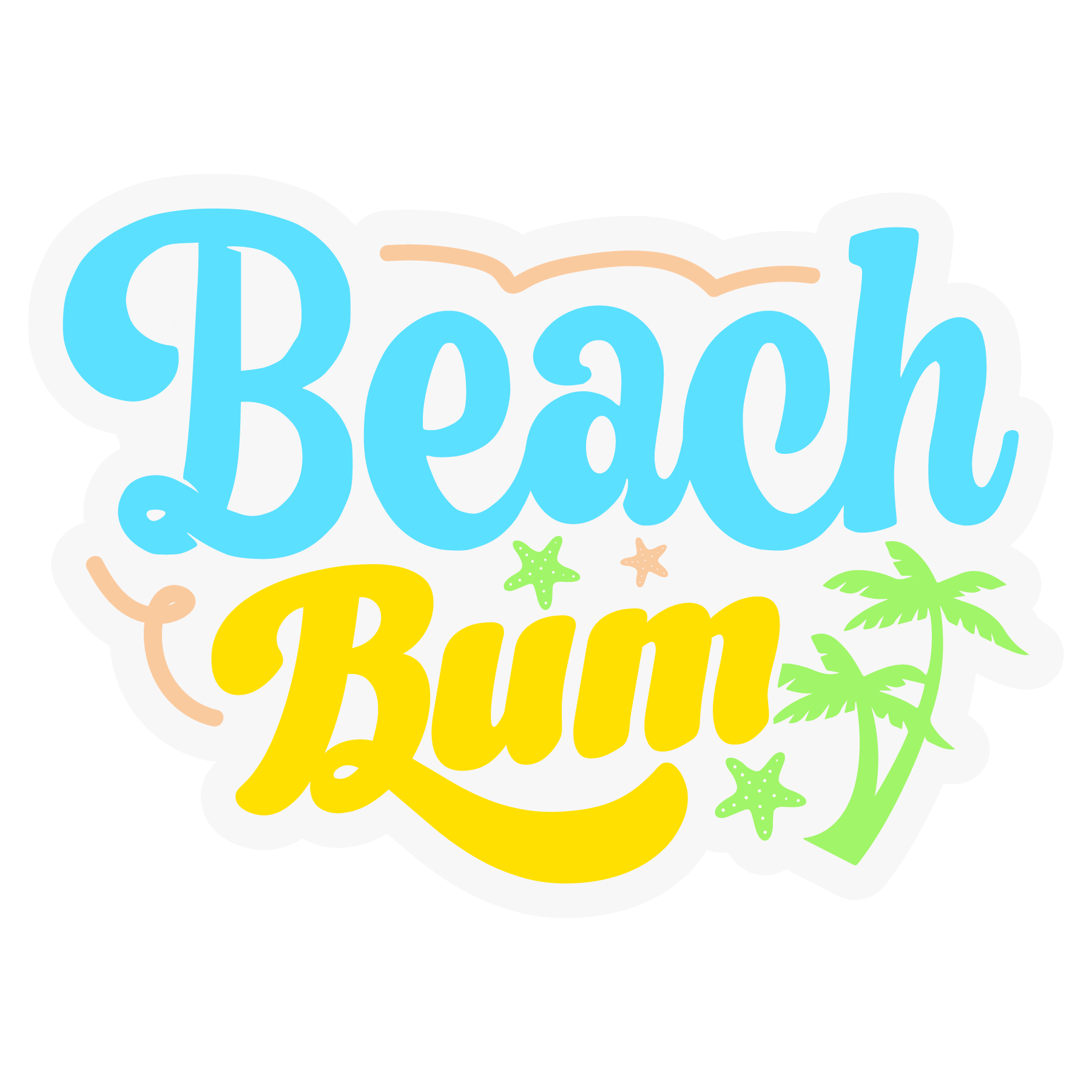 Inspirational Quote "Beach Bum" Motivational Sticker Vinyl Decal Motivation Stickers- 5" Vinyl Sticker Waterproof