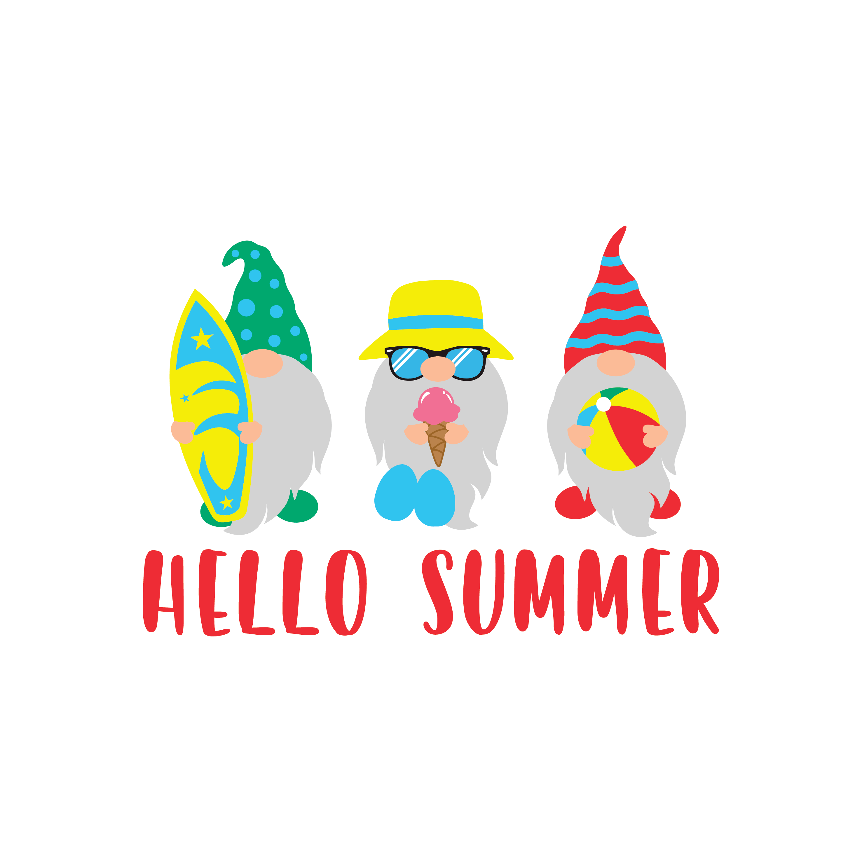 Inspirational Quote "Hello Summer with Gnomes" Motivational Sticker Vinyl Decal Motivation Stickers- 5" Vinyl Sticker Waterproof