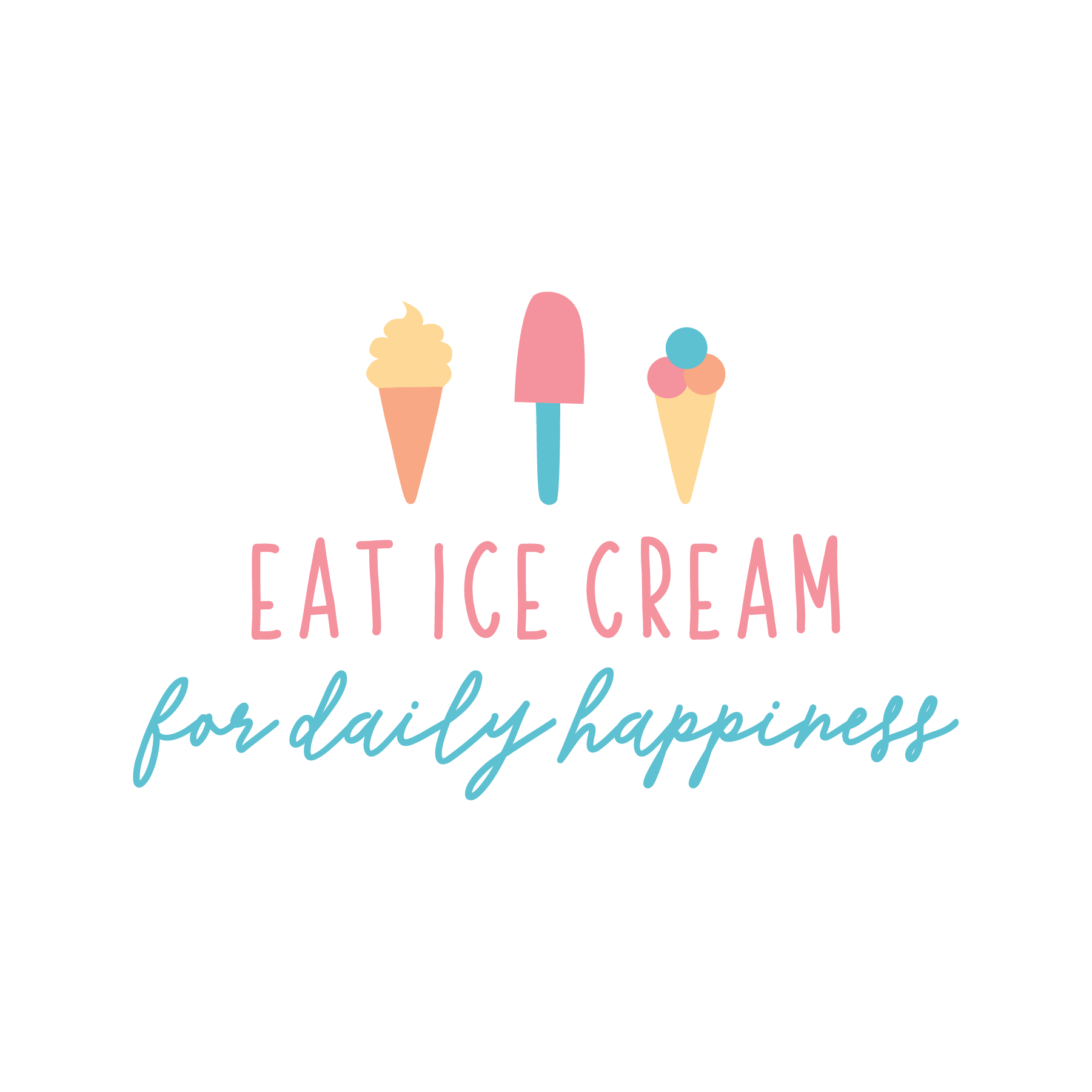 Inspirational Quote "Eat Ice cream for daily Happiness" Motivational Sticker Vinyl Decal Motivation Stickers- 5" Vinyl Sticker Waterproof