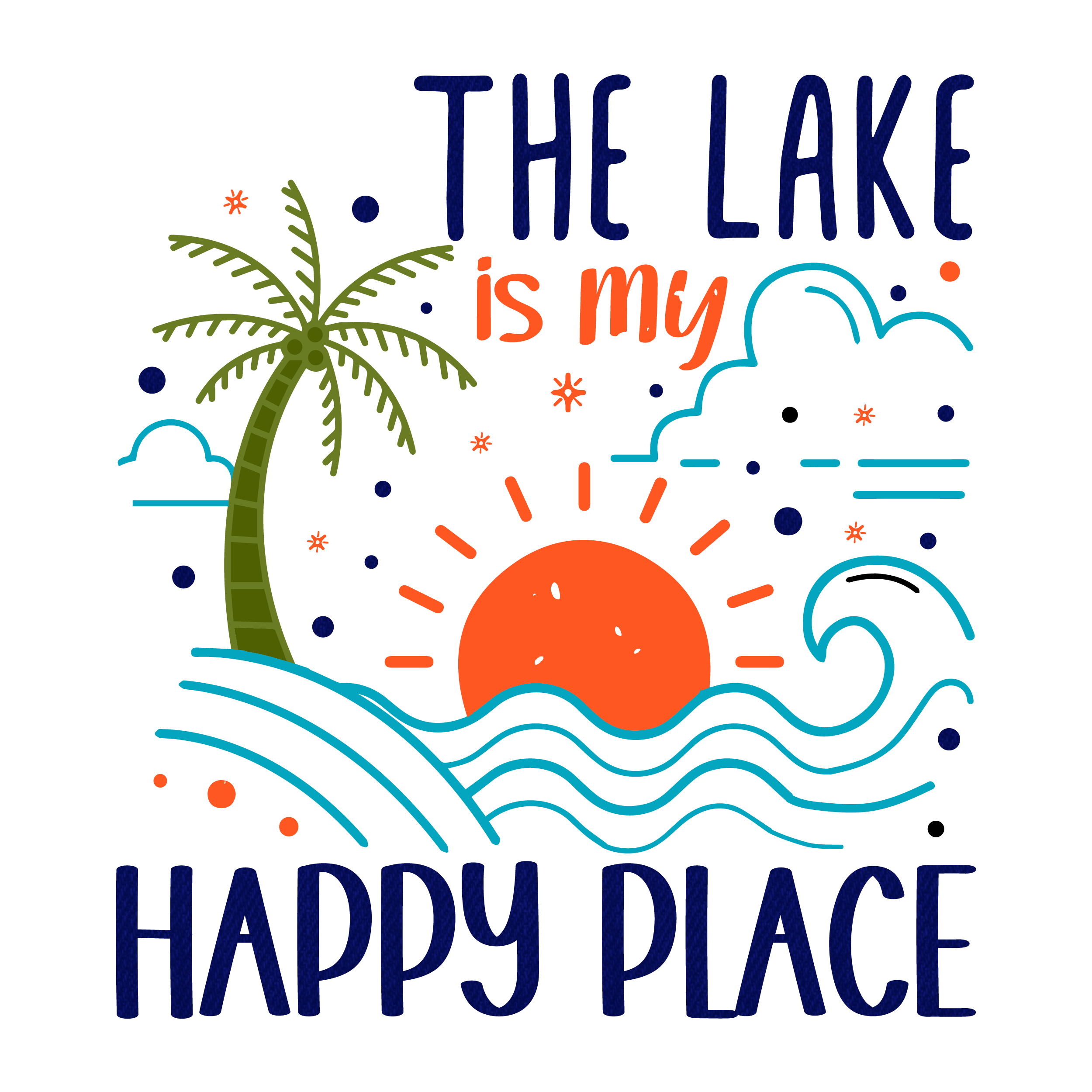 Inspirational Quote "The Lake is my Happy Place" Motivational Sticker Vinyl Decal Motivation Stickers- 5" Vinyl Sticker Waterproof