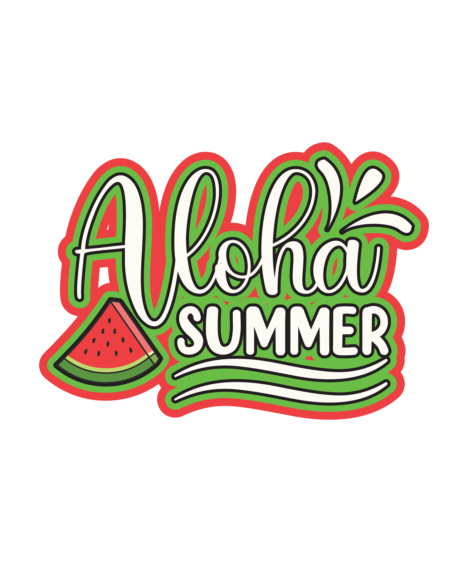 Inspirational Quote "Aloha SUMMER with Watermelon" Motivational Sticker Vinyl Decal Motivation Stickers- 5" Vinyl Sticker Waterproof