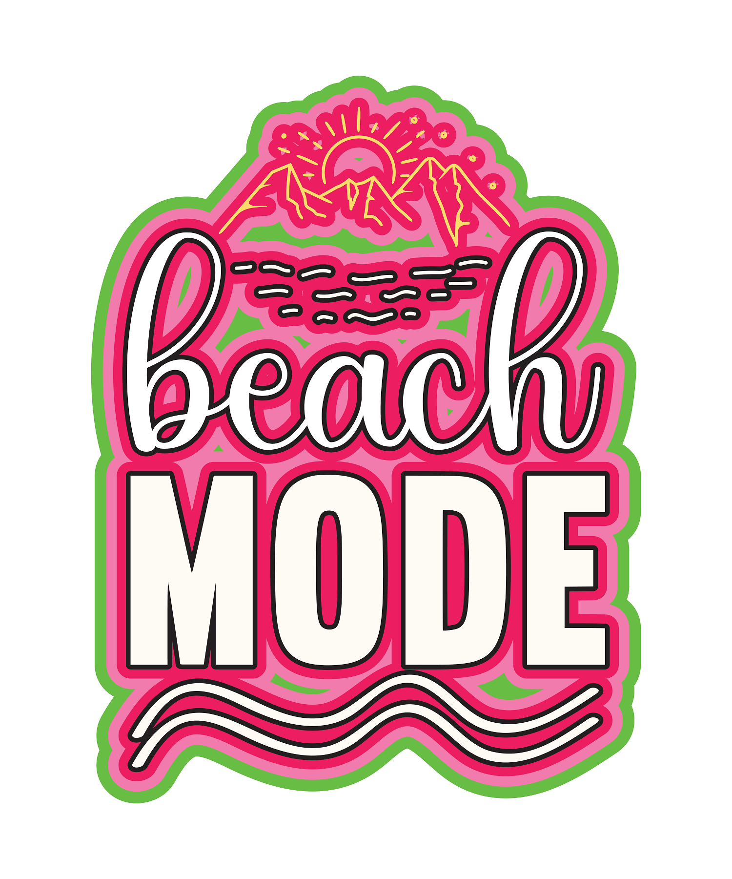 Inspirational Quote "beach Mode in Pink" Motivational Sticker Vinyl Decal Motivation Stickers- 5" Vinyl Sticker Waterproof