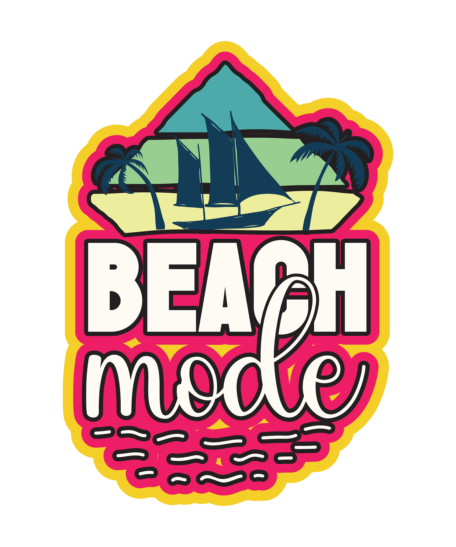 Inspirational Quote "beach Mode with Boat Stickers" Motivational Sticker Vinyl Decal Motivation Stickers- 5" Vinyl Sticker Waterproof
