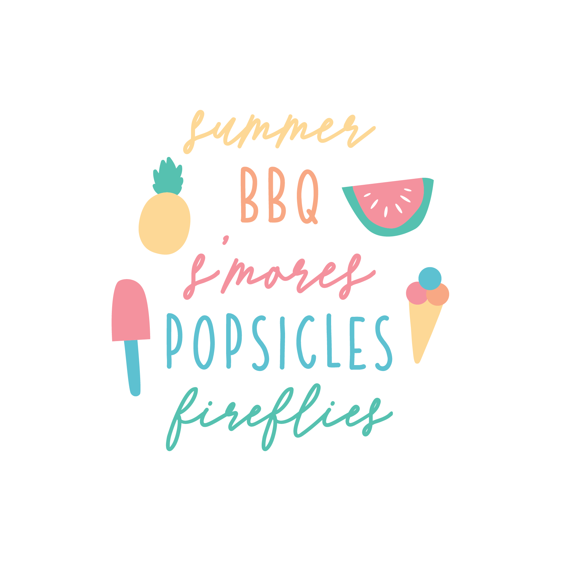 Inspirational Quote "Summer BBQ Smores Popsicles fireflies" Motivational Sticker Vinyl Decal Motivation Stickers- 5" Vinyl Sticker Waterproof