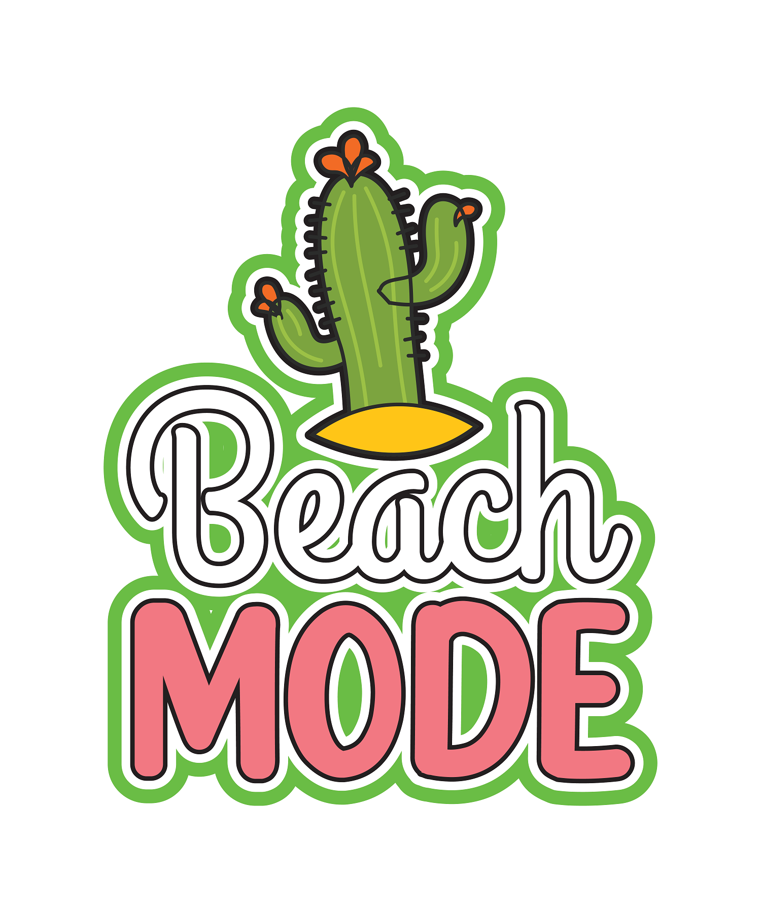 Inspirational Quote "Beach Mode with Cactus" Motivational Sticker Vinyl Decal Motivation Stickers- 5" Vinyl Sticker Waterproof