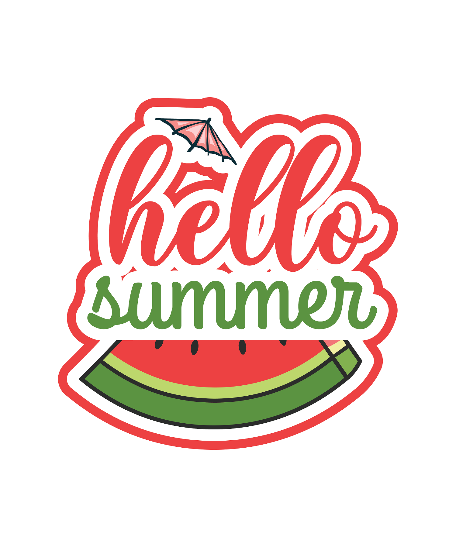 Inspirational Quote "Hello Summer with Watermelon Slice" Motivational Sticker Vinyl Decal Motivation Stickers- 5" Vinyl Sticker Waterproof