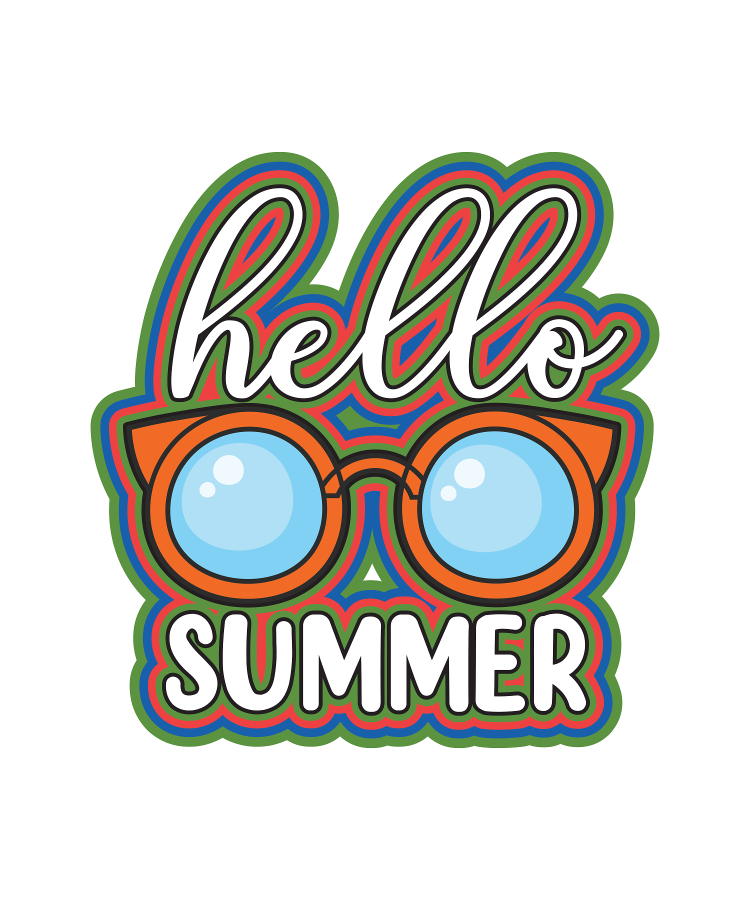 Inspirational Quote "Hello Summer Sunglasses" Motivational Sticker Vinyl Decal Motivation Stickers- 5" Vinyl Sticker Waterproof