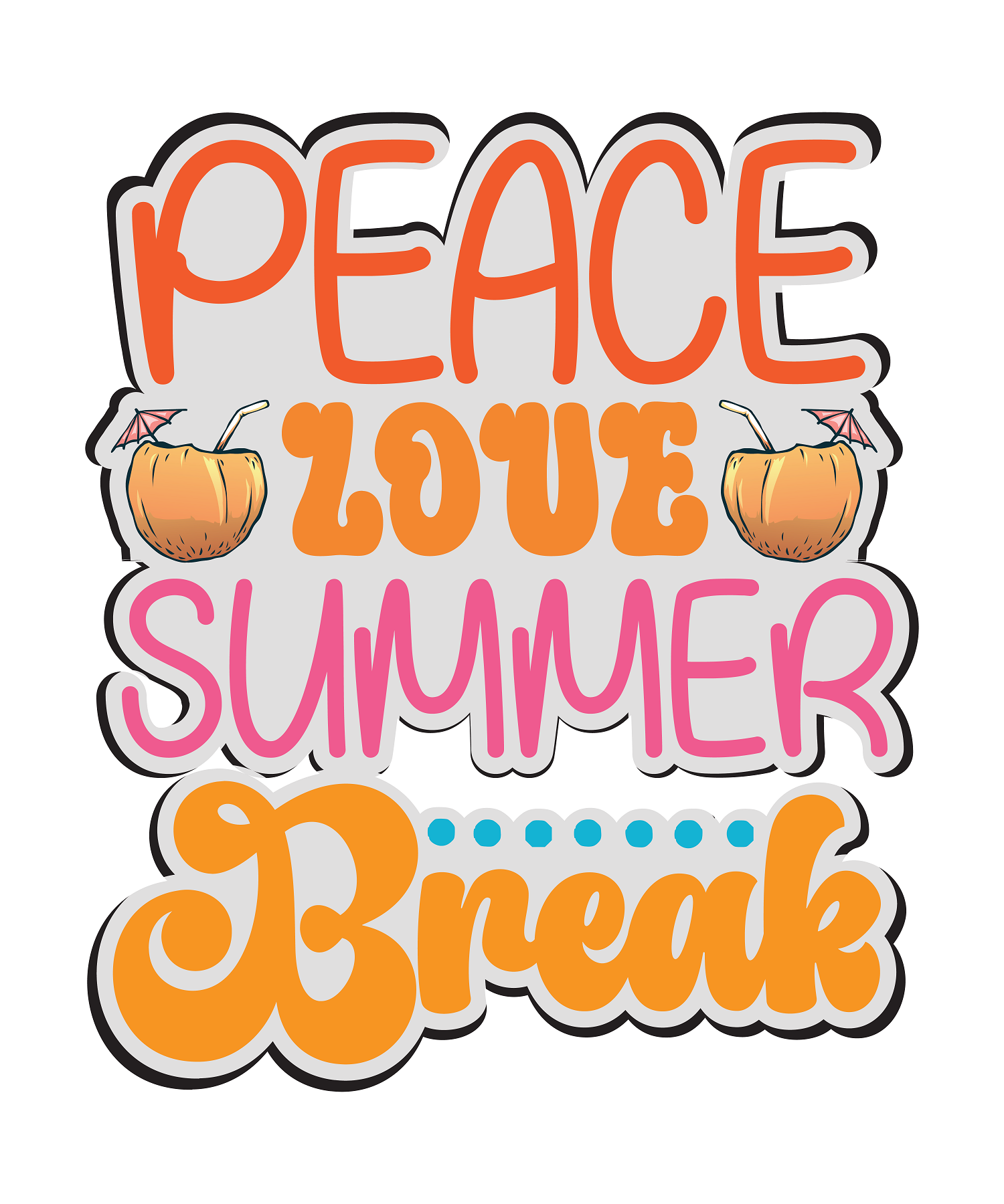 Inspirational Quote "Peace Love Summer Break" Motivational Sticker Vinyl Decal Motivation Stickers- 5" Vinyl Sticker Waterproof