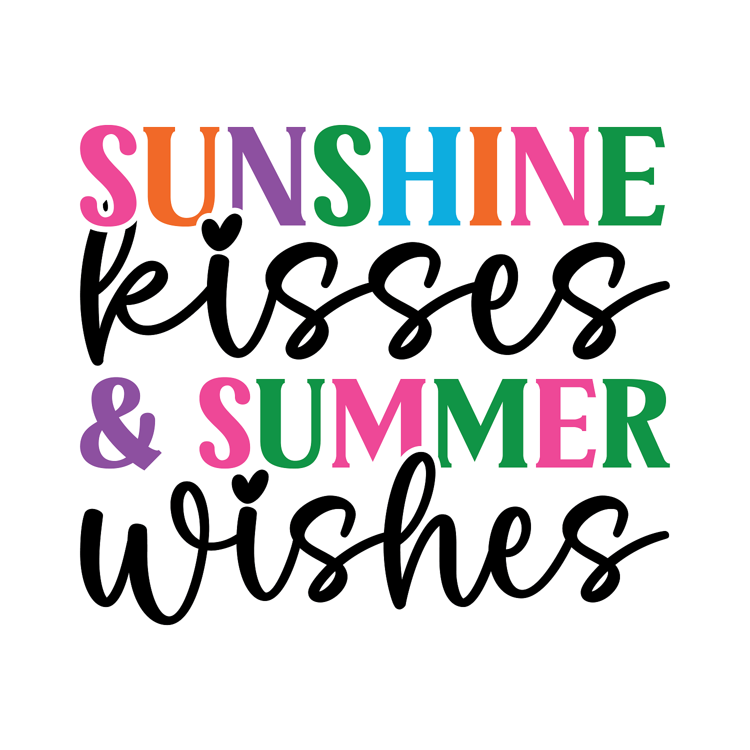 Inspirational Quote "Sunshine Kisses & Summer Wishes" Motivational Sticker Vinyl Decal Motivation Stickers- 5" Vinyl Sticker Waterproof