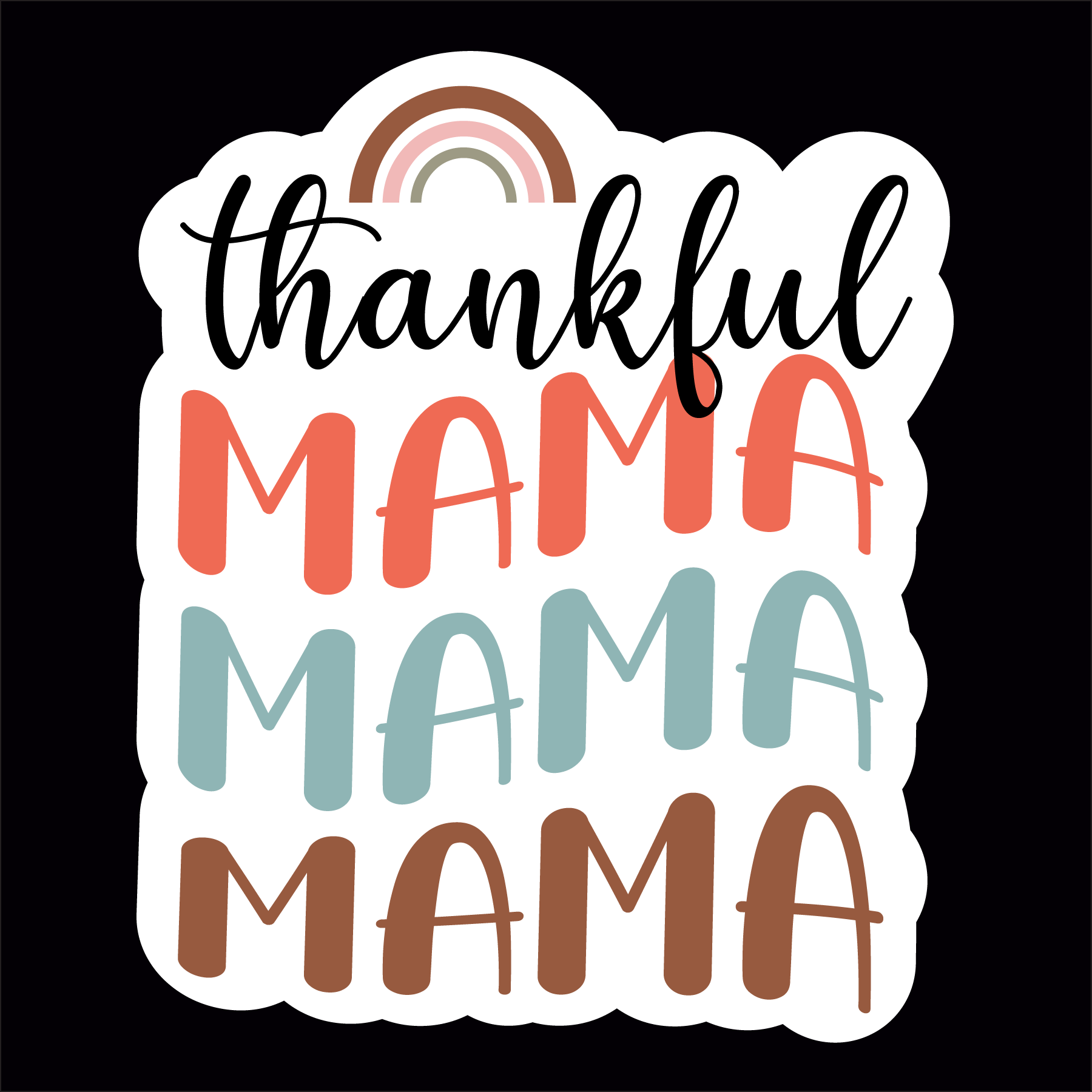 Inspirational Quote Thankful Mama Rainbow Style Motivational Sticker Vinyl Decal Motivation Stickers- 5" Vinyl Sticker Waterproof