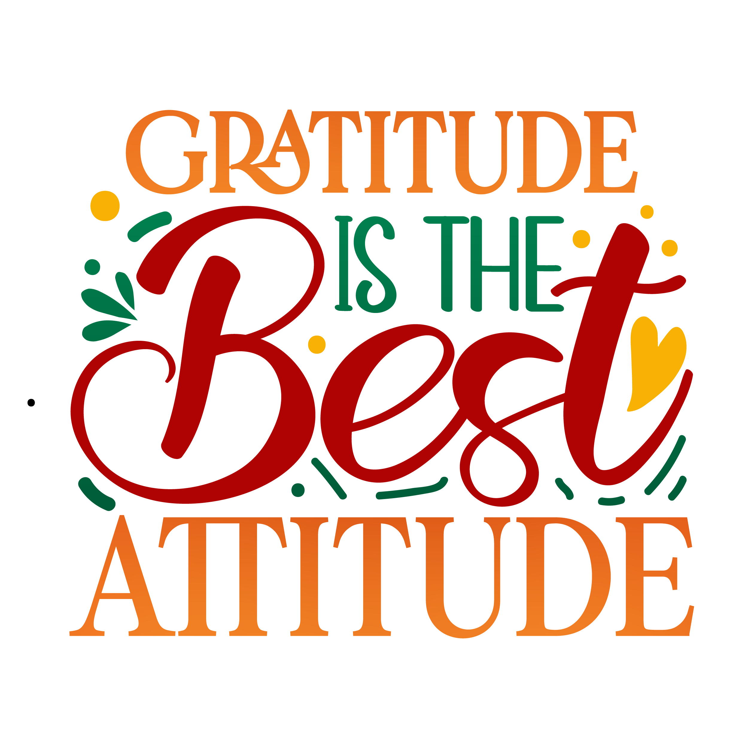 Inspirational Quote Gratitude Is The Best Attitude Motivational Sticker Vinyl Decal Motivation Stickers- 5" Vinyl Sticker Waterproof