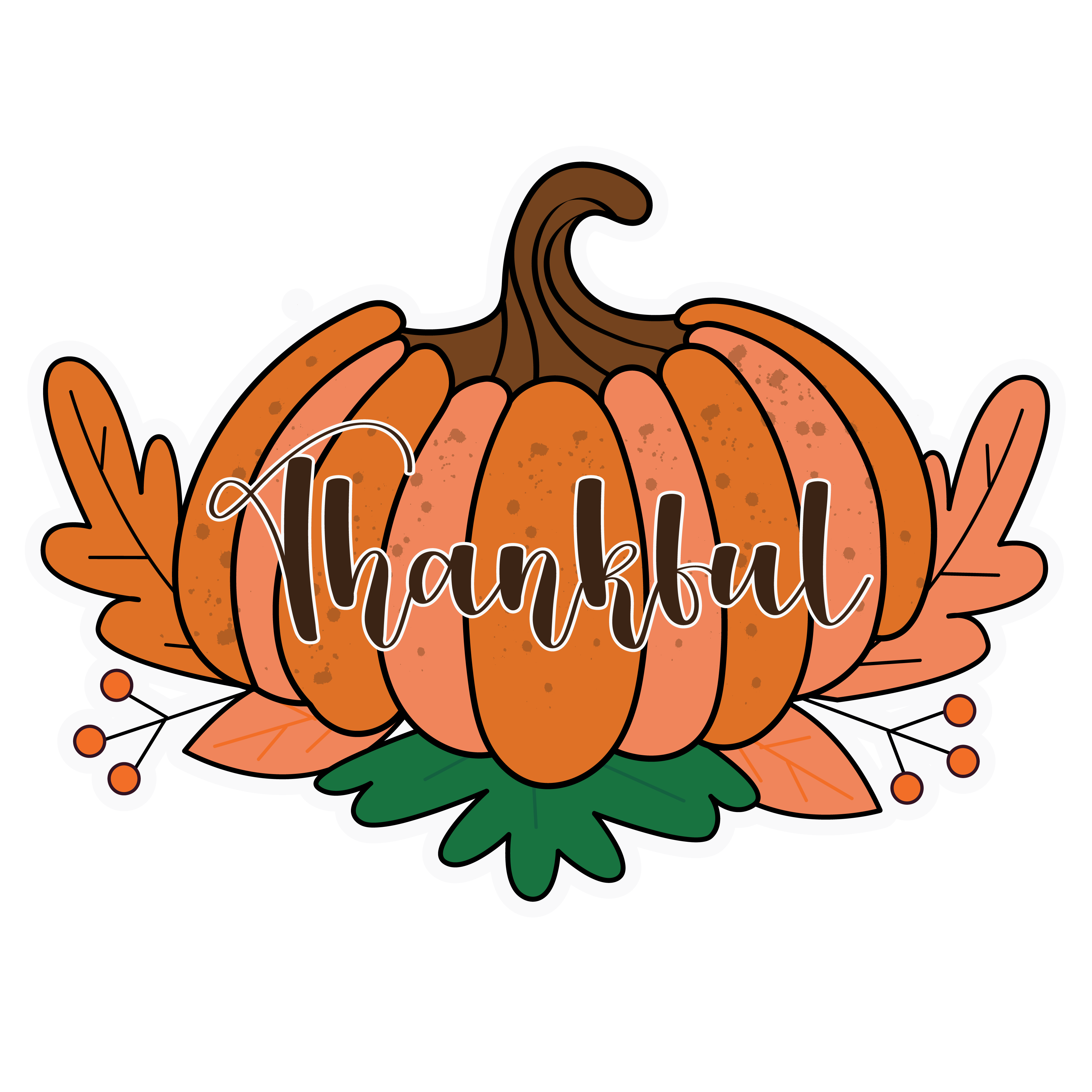 Inspirational Quote Thankful Pumpkin Motivational Sticker Vinyl Decal Motivation Stickers- 5" Vinyl Sticker Waterproof