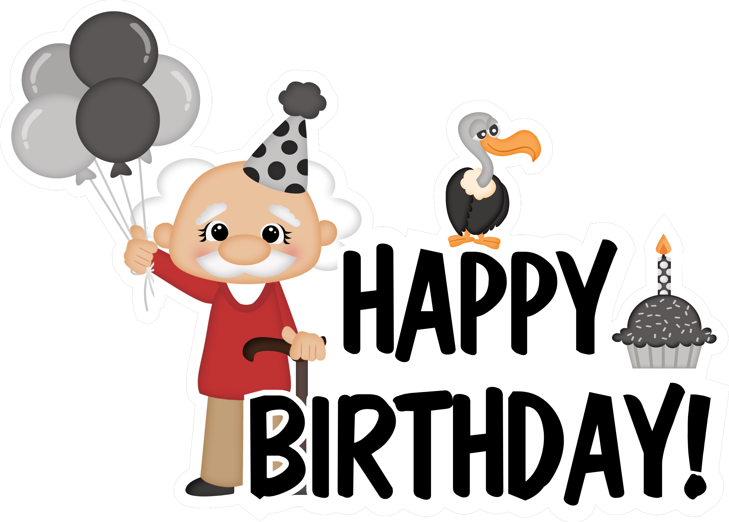 Inspirational Quote "Happy BirthDay! GrandFather Sticker" Motivational Sticker Vinyl Decal Motivation Stickers- 5" Vinyl Sticker Waterproof