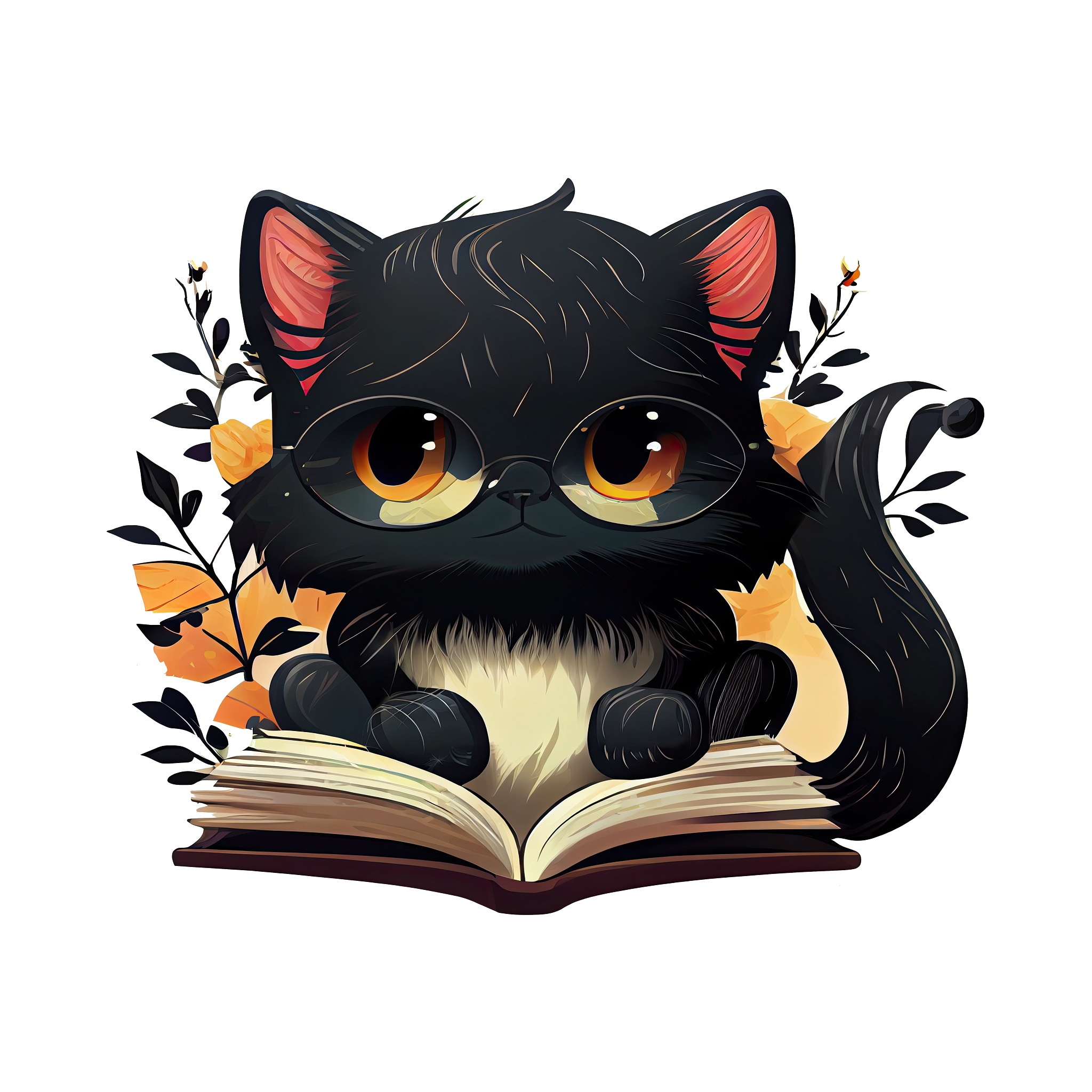 Inspirational Quote Black Cat Book Reading Flower Style Motivational Sticker Vinyl Decal Motivation Stickers- 5" Vinyl Sticker Waterproof