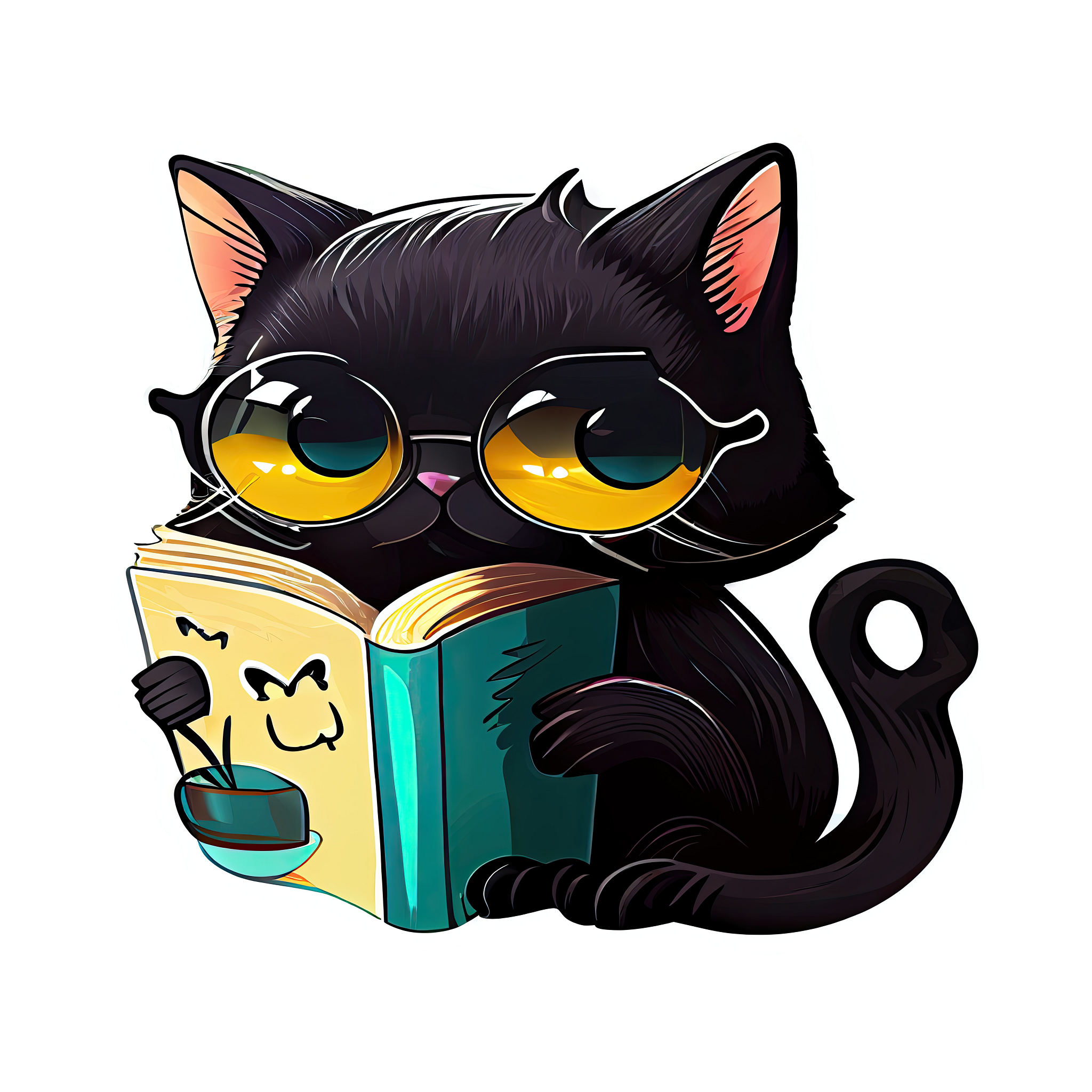 Inspirational Quote Black Cat Holding Book Motivational Sticker Vinyl Decal Motivation Stickers- 5" Vinyl Sticker Waterproof