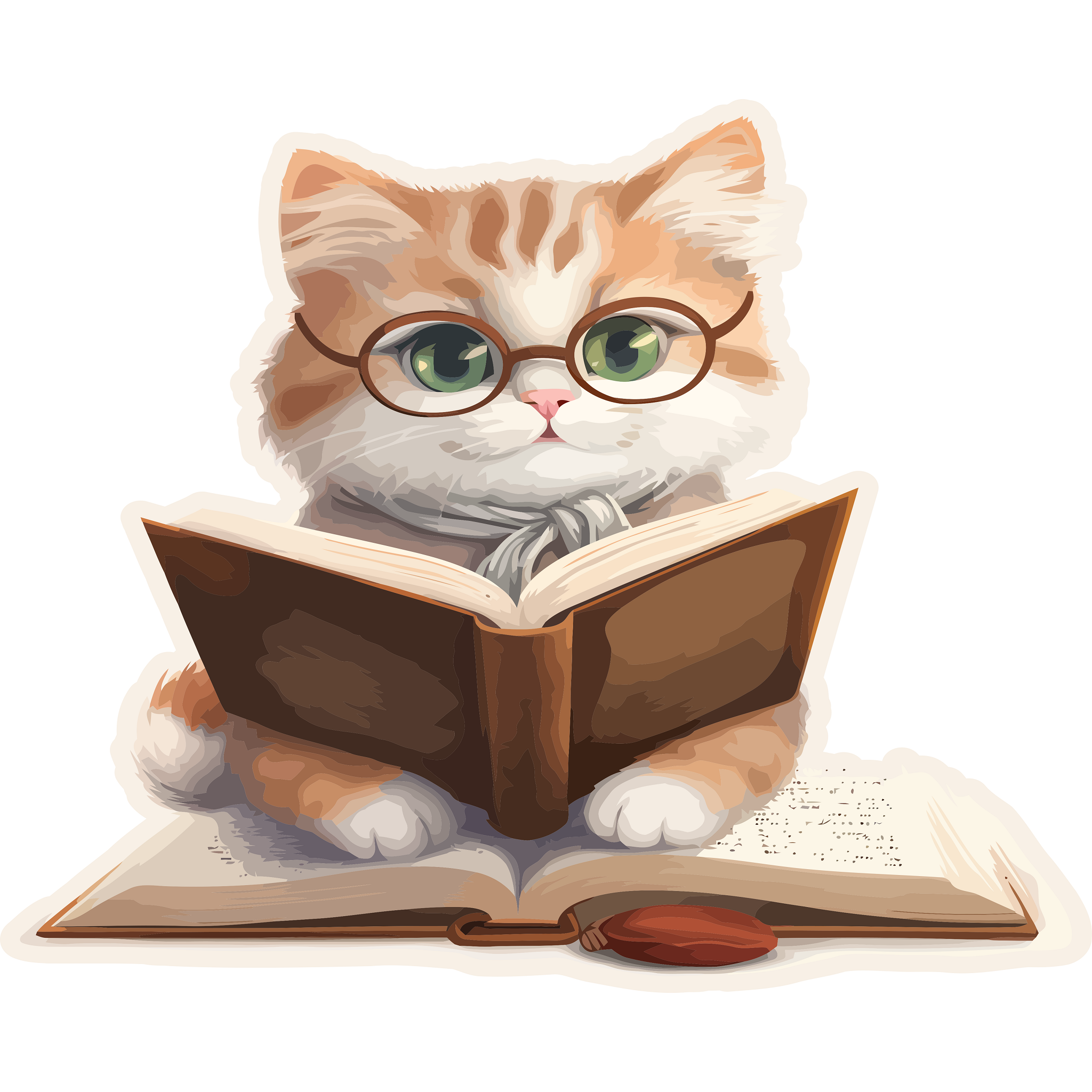 Inspirational Quote Pretty Cat Wearing Glasses Reading Book Motivational Sticker Vinyl Decal Motivation Stickers- 5" Vinyl Sticker Waterproof