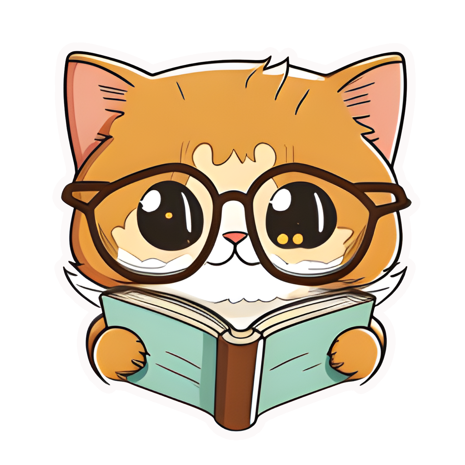 Inspirational Quote Brown Cat Holding Book Motivational Sticker Vinyl Decal Motivation Stickers- 5" Vinyl Sticker Waterproof