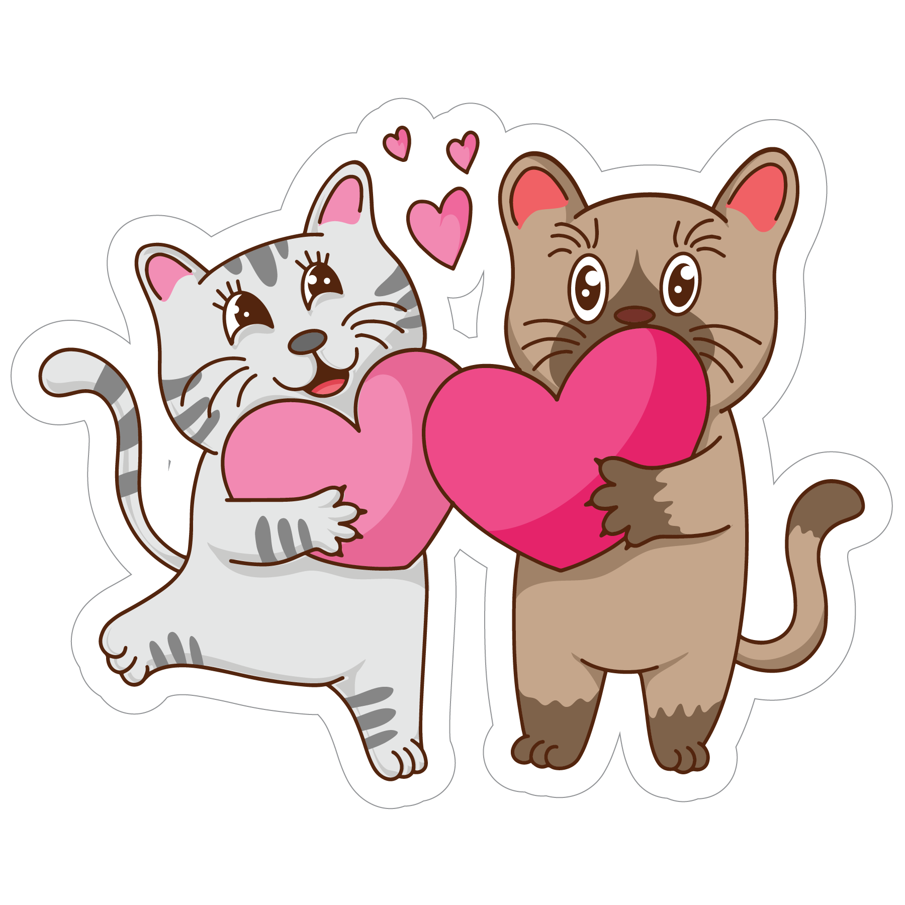 Inspirational Quote "Couple Love Of Cat With Heart" Motivational Sticker Vinyl Decal Motivation Stickers- 5" Vinyl Sticker Waterproof