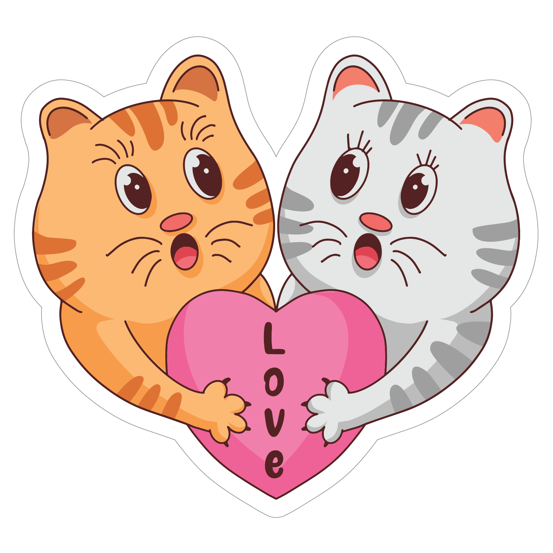 Inspirational Quote "Love Cat Pair" Motivational Sticker Vinyl Decal Motivation Stickers- 5" Vinyl Sticker Waterproof