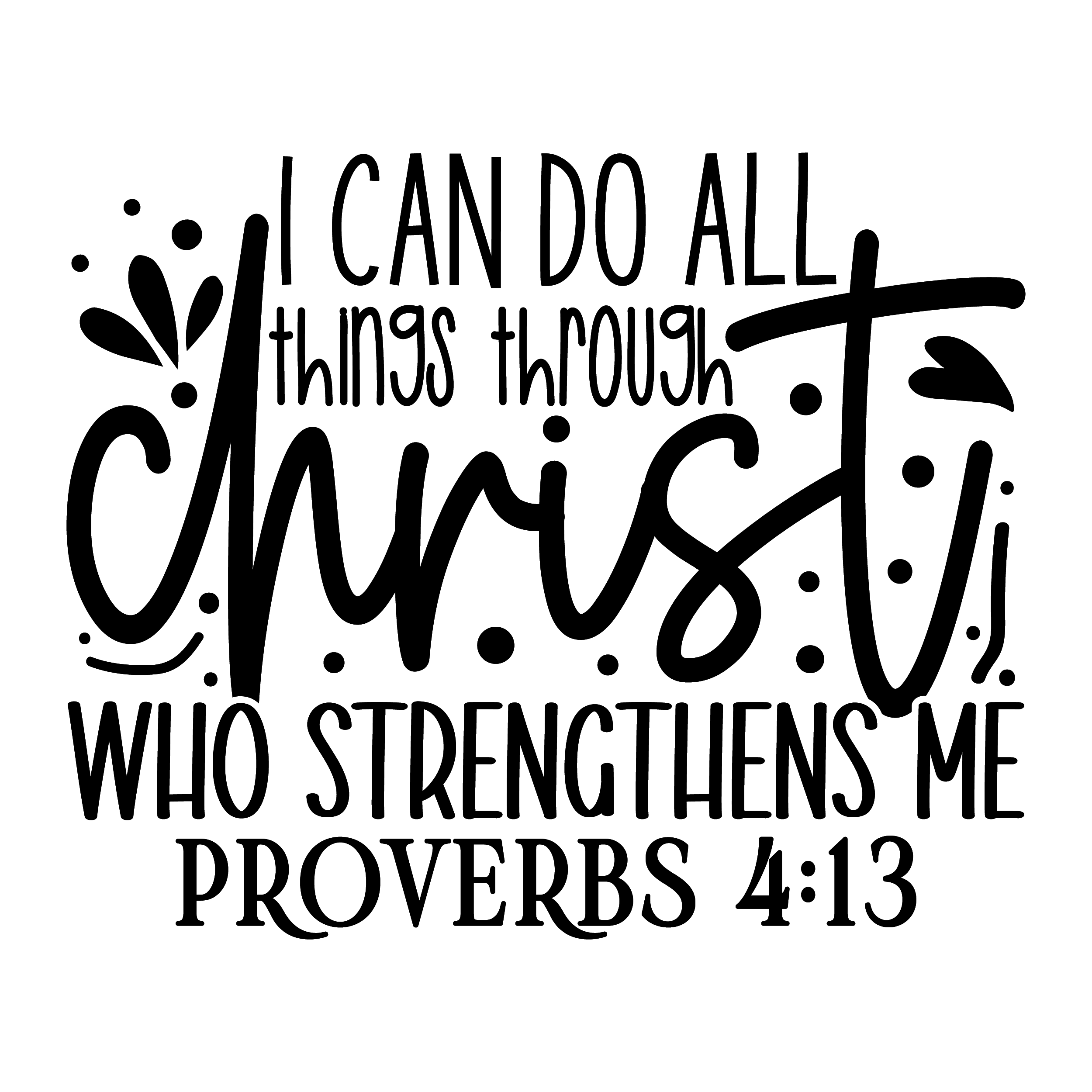 Inspirational Quote "I Can Do All Things Through Christ Who Strengthens Me ProVerbs 4 : 13" Motivational Sticker Vinyl Decal Motivation Stickers- 5" Vinyl Sticker Waterproof