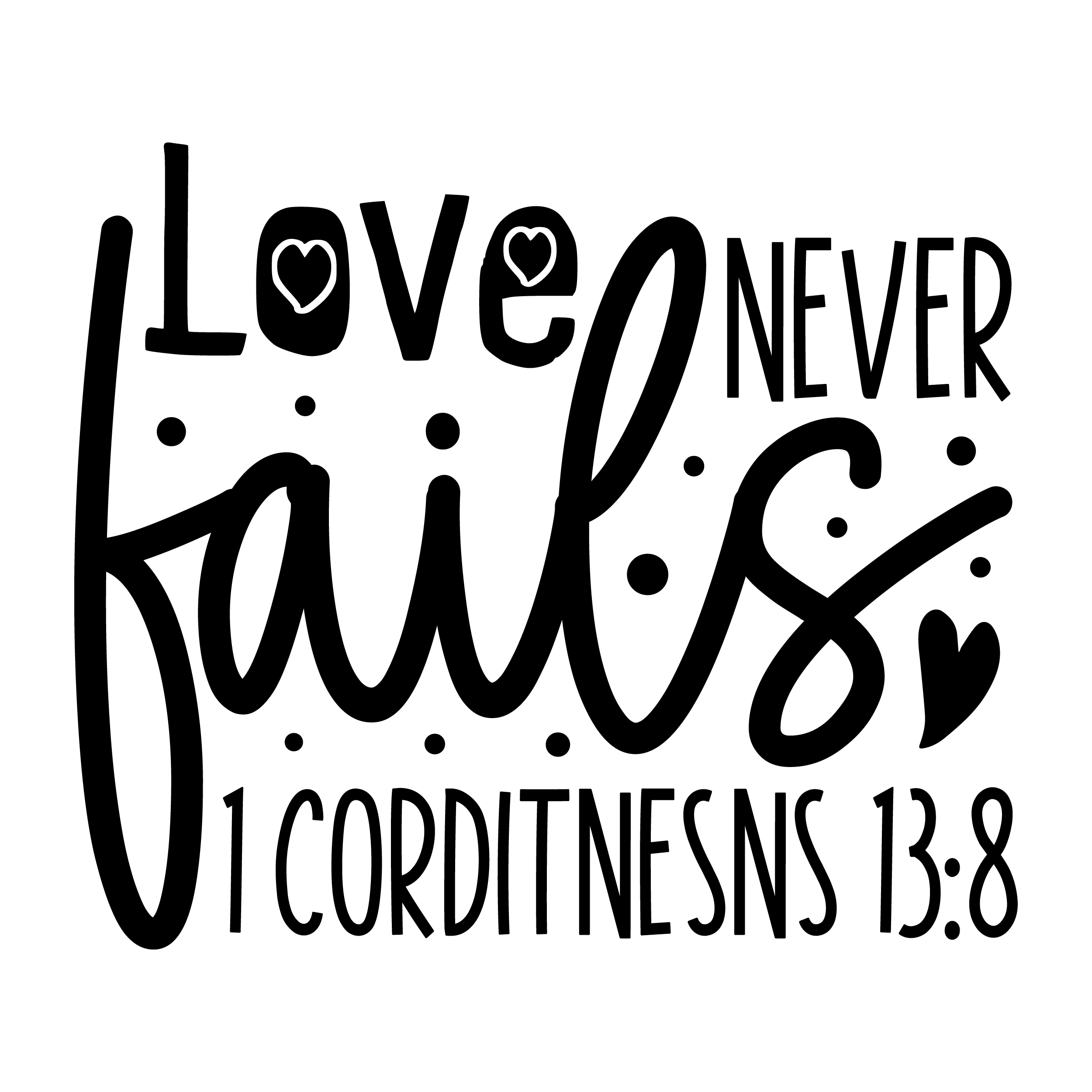 Inspirational Quote "Love Never Fails 1 CORDITNESNS 13 : 8" Motivational Sticker Vinyl Decal Motivation Stickers- 5" Vinyl Sticker Waterproof