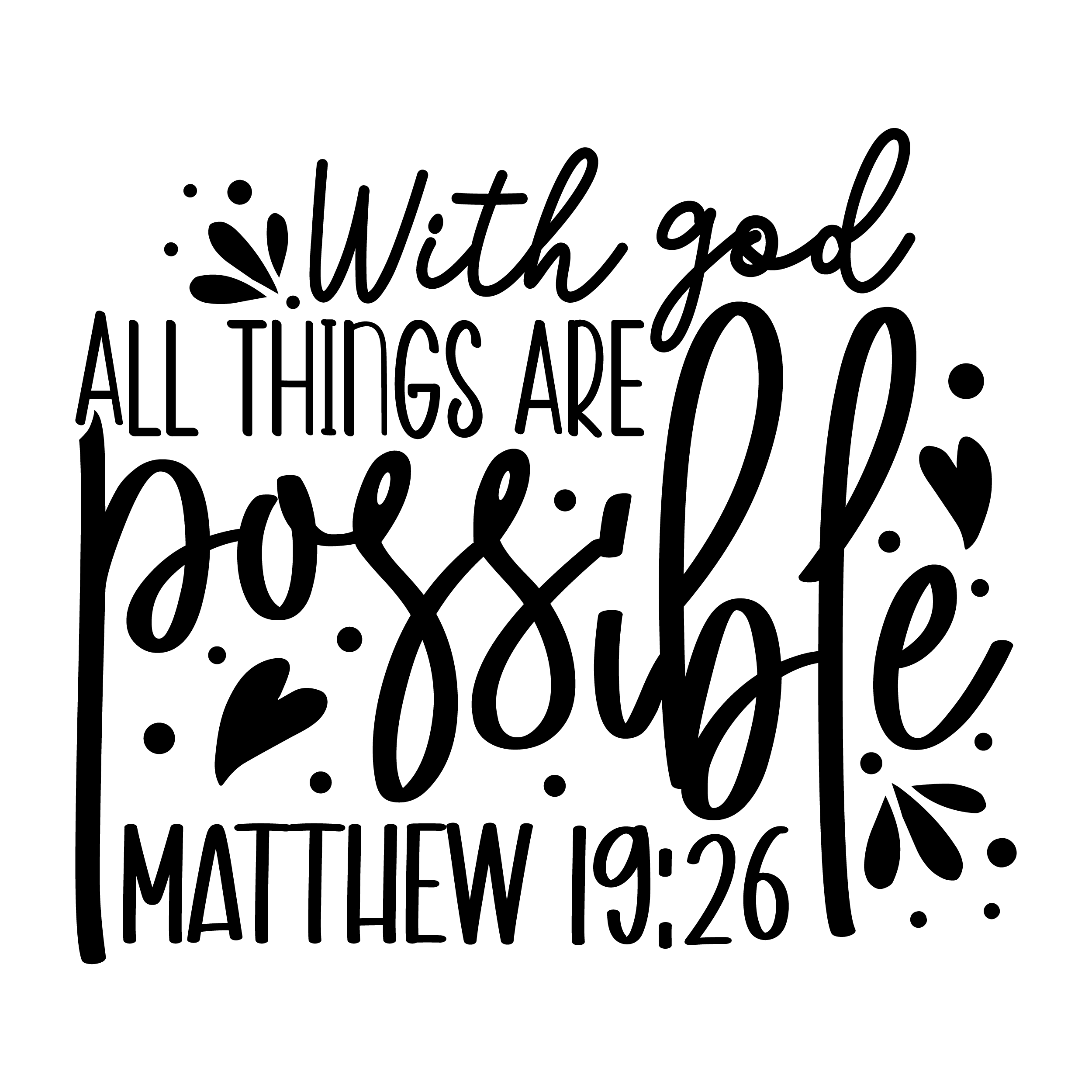 Inspirational Quote "With God All Things Are Possible Matthew 19 : 26" Motivational Sticker Vinyl Decal Motivation Stickers- 5" Vinyl Sticker Waterproof