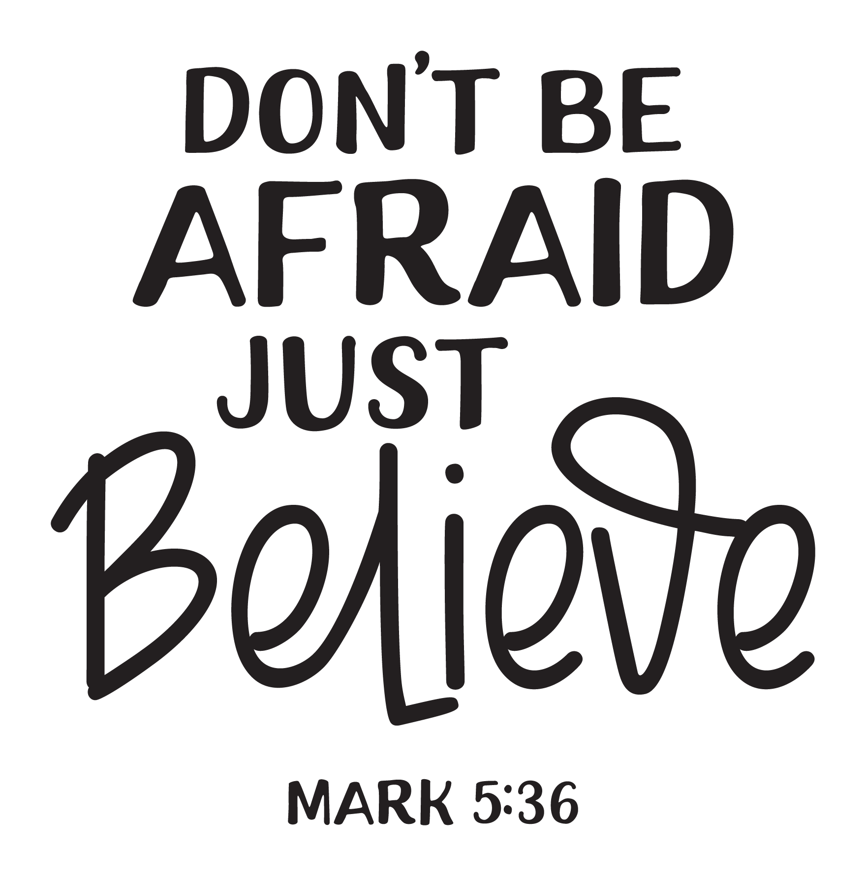 Inspirational Quote "Don't Be Afraid Just Believe Mark 5:36 Sticker" Motivational Sticker Vinyl Decal Motivation Stickers- 5" Vinyl Sticker Waterproof